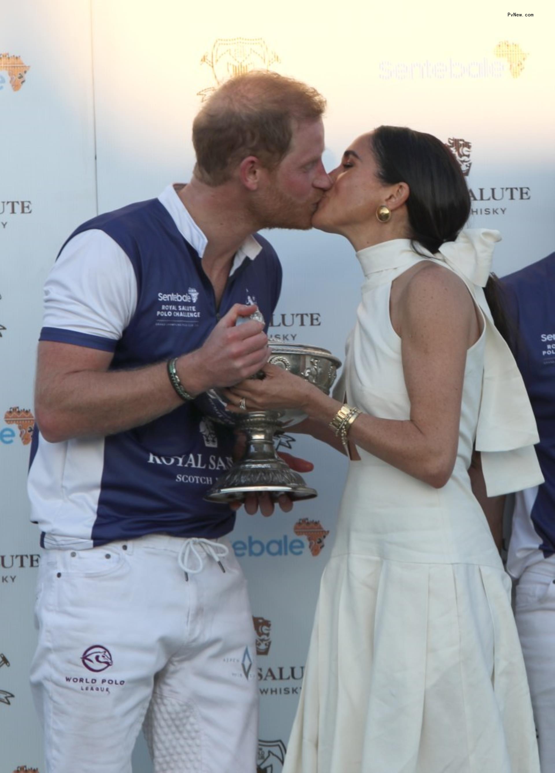 Prince Harry and Meghan Markle celebrate his win at a polo match for charity in April 2024