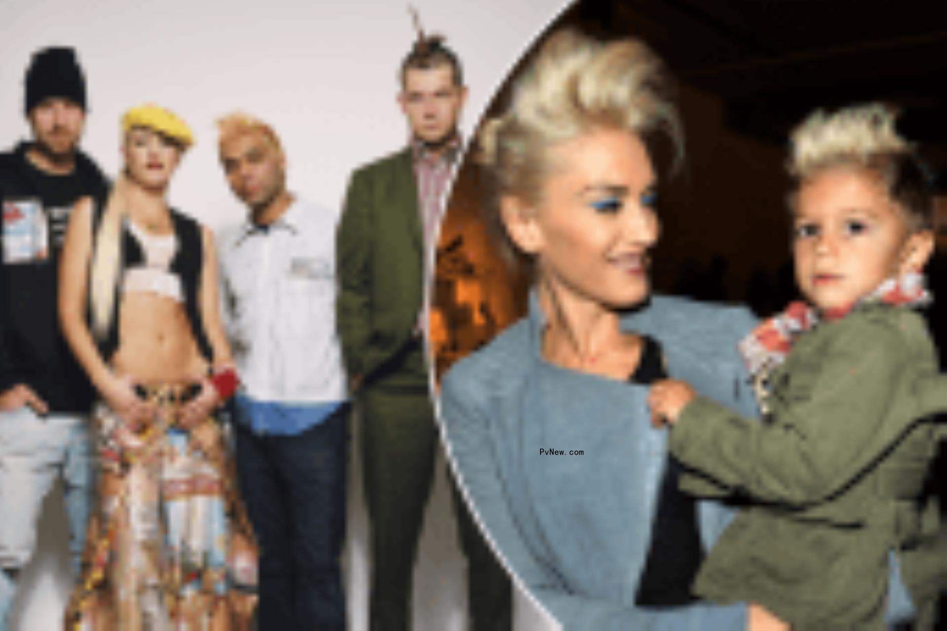 Gwen Stefani blue hair and face gems