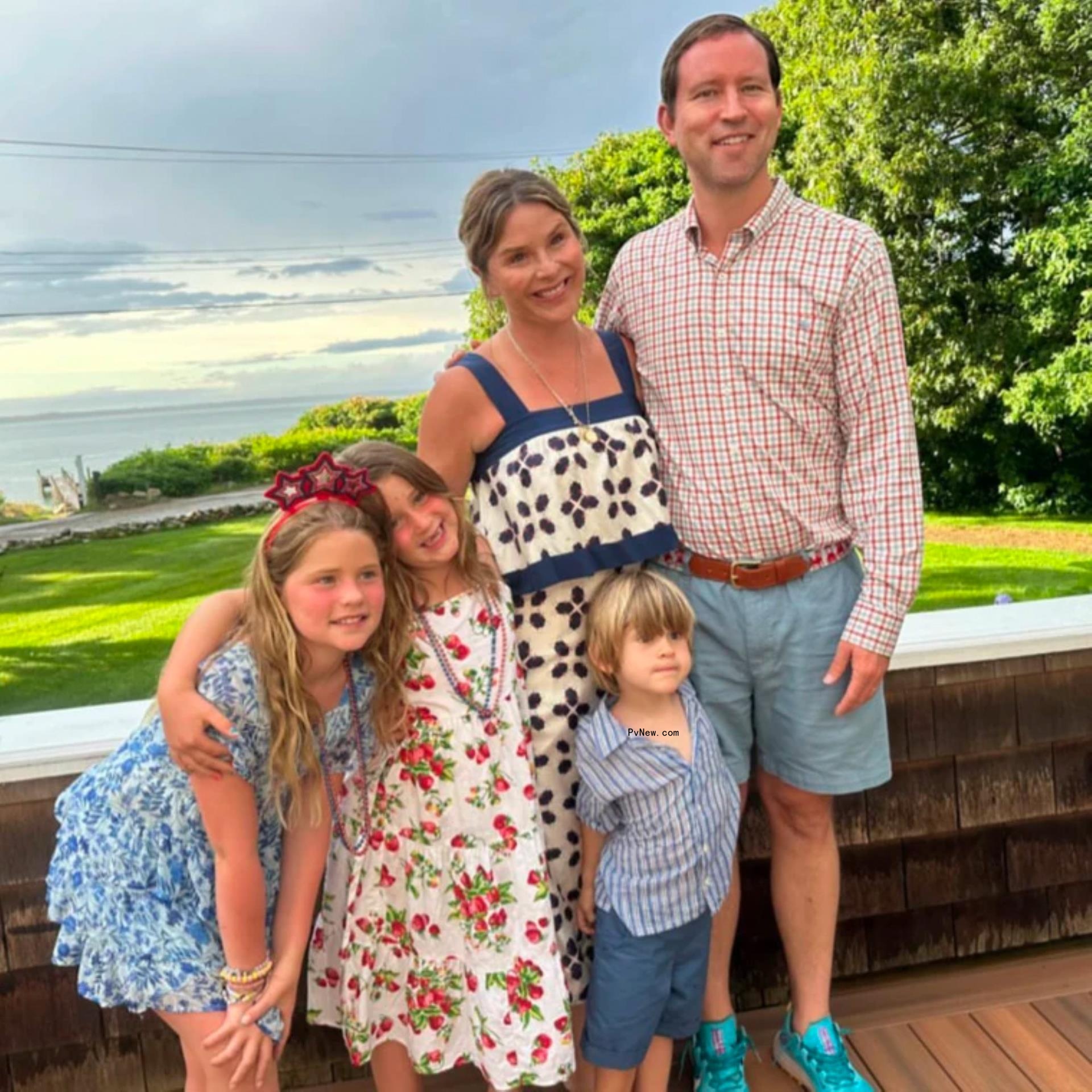 Jenna Bush Hager and her husband posing with their kids