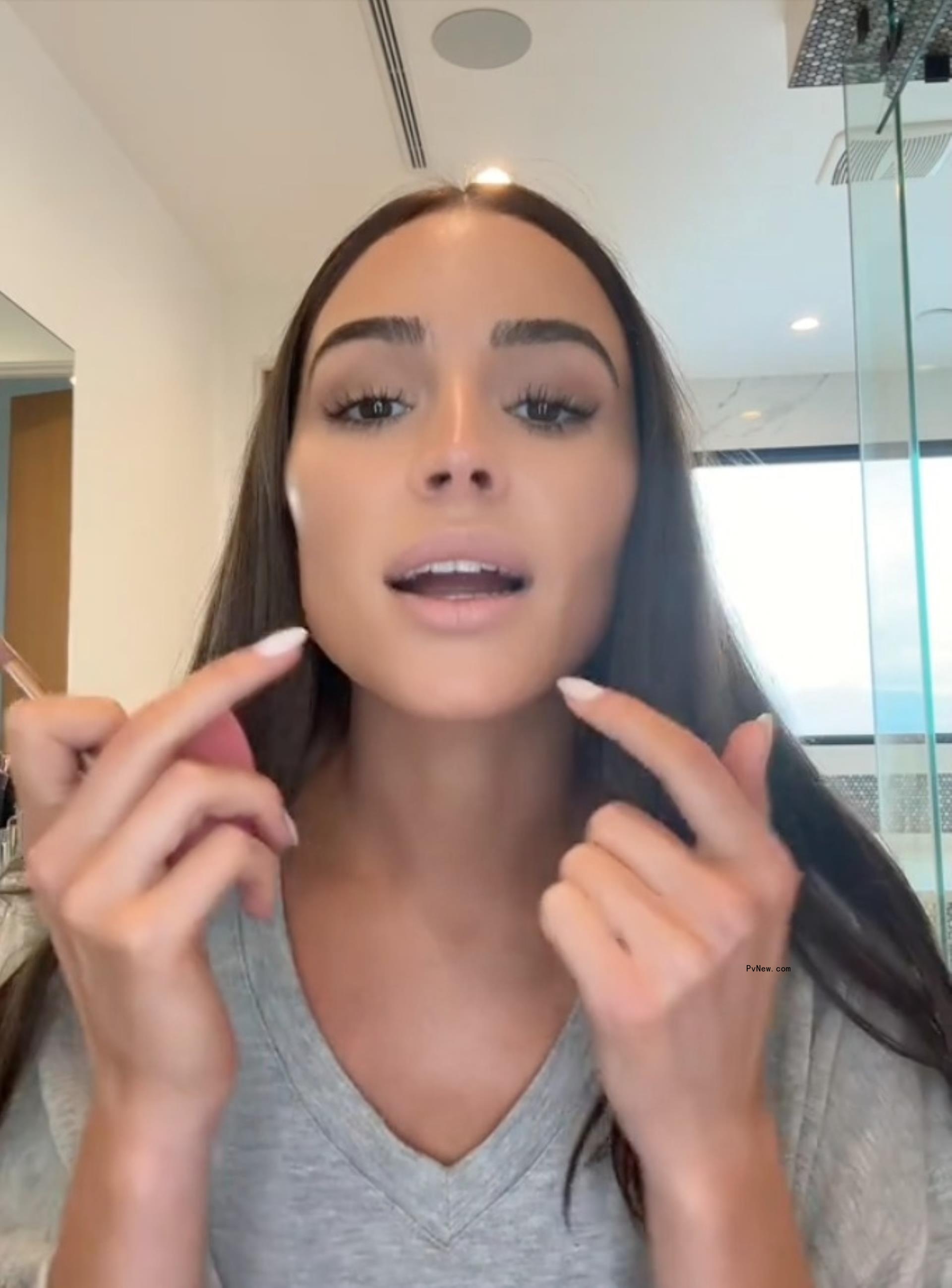Olivia Culpo in a Get Ready With Me video on TikTok.
