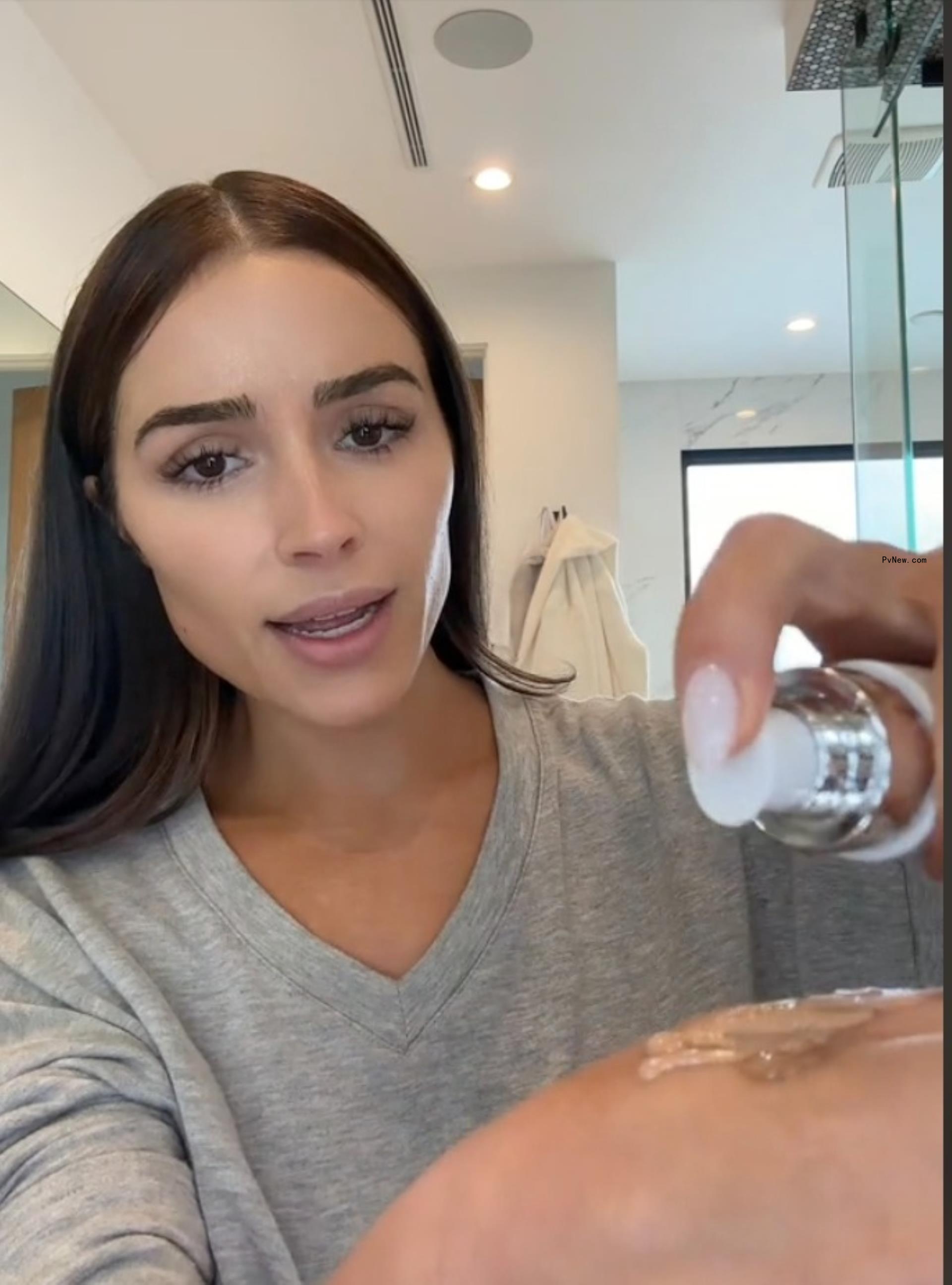 Olivia Culpo in a Get Ready With Me video on TikTok.