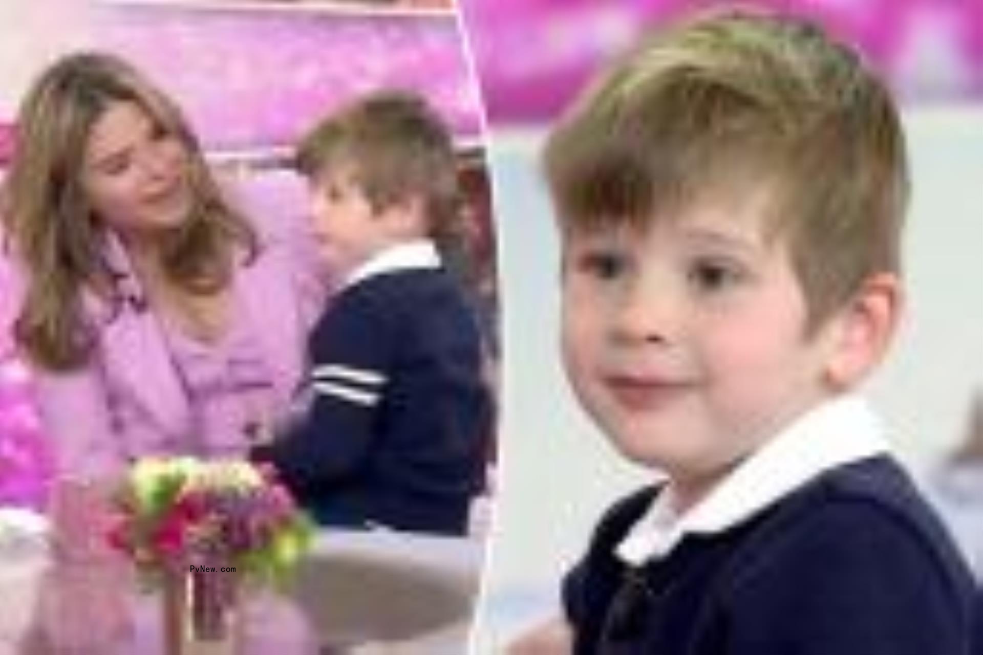 A split photo of Jenna Bush Hager holding Hal Hager and Hal Hager smiling on 