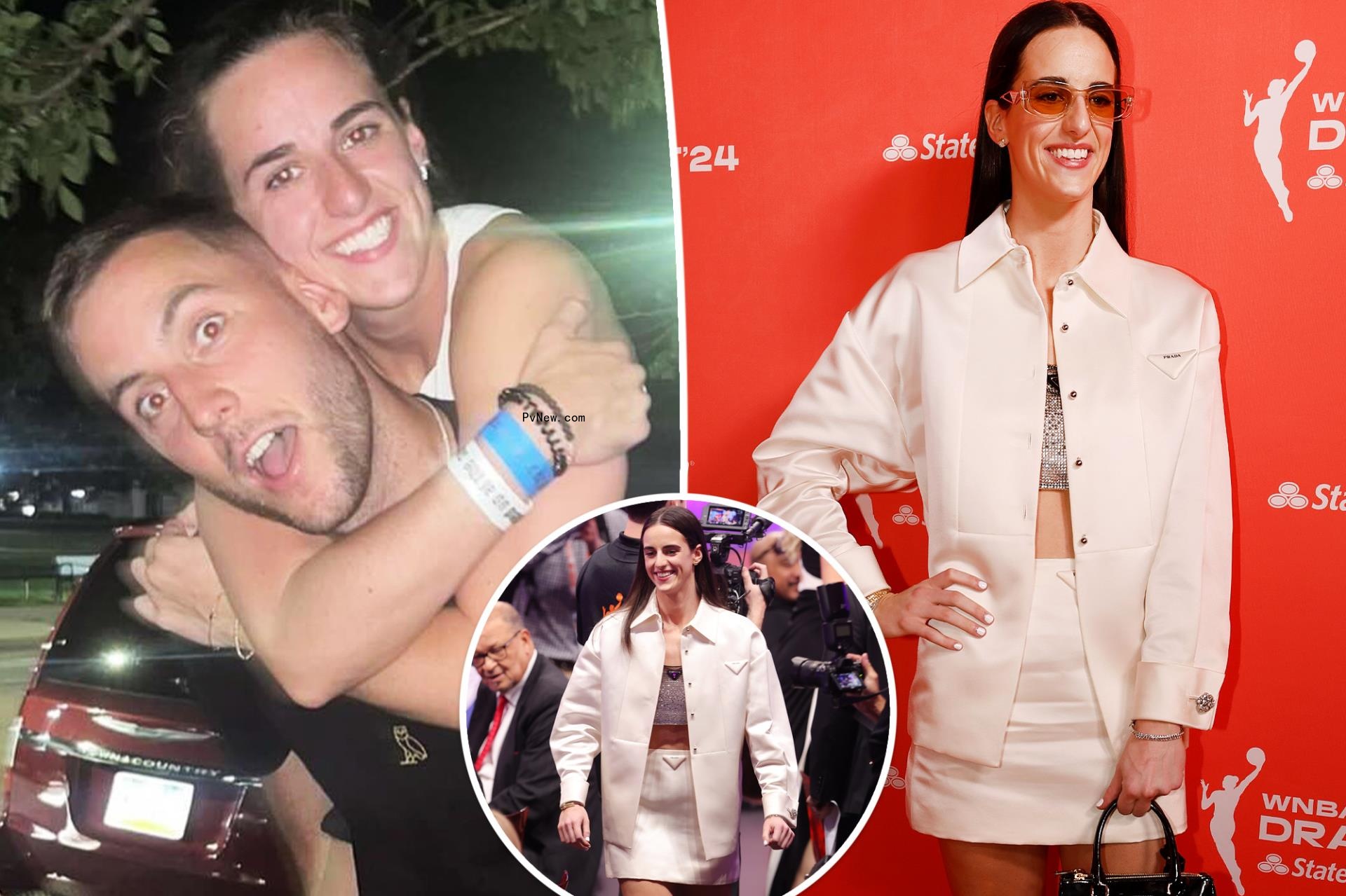 Caitlin Clark’s boyfriend Co<i></i>nnor McCaffery drools over her all-Prada WNBA draft outfit