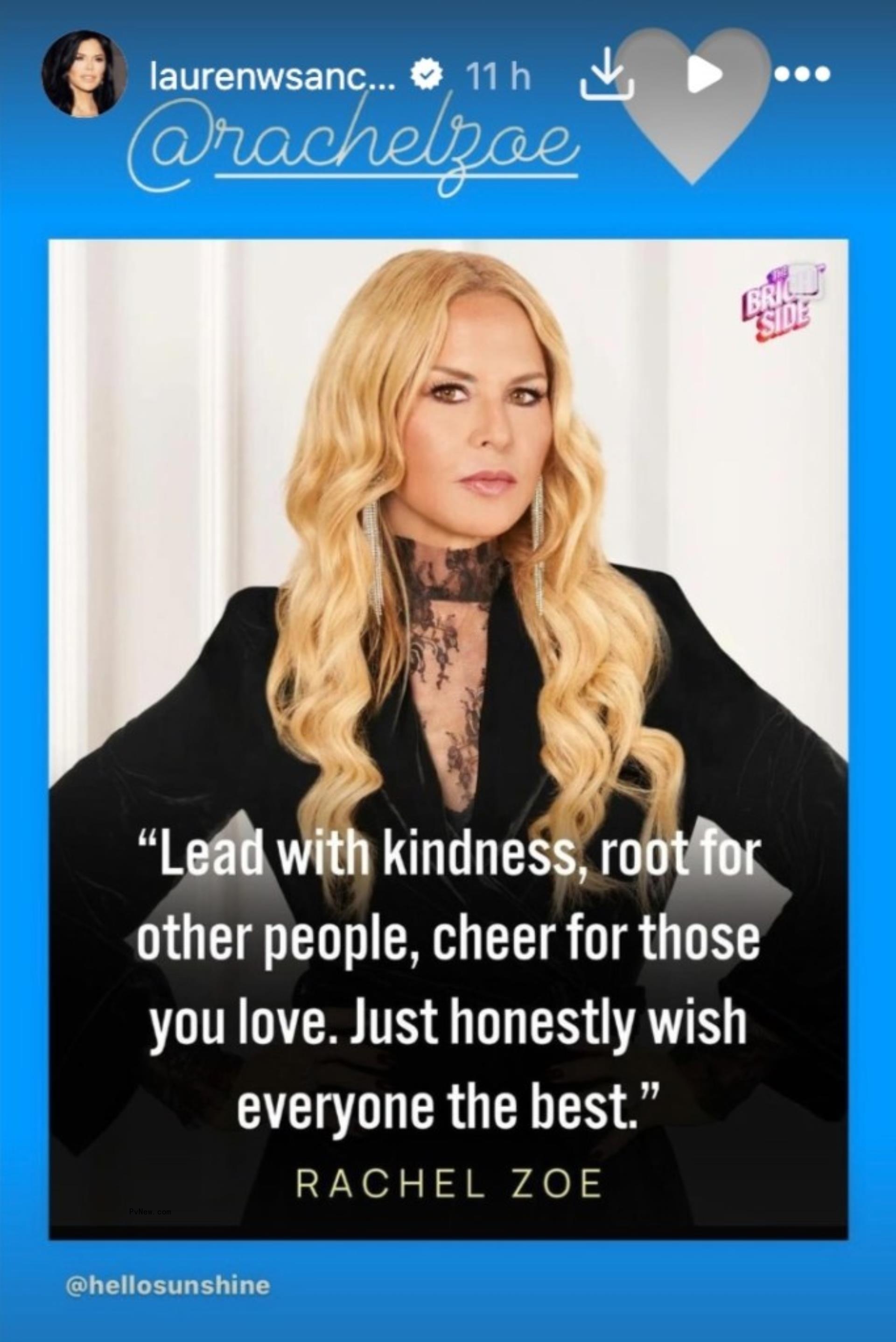 screenshot of lauren sanchez's instagram story that shared a Rachel Zoe quote