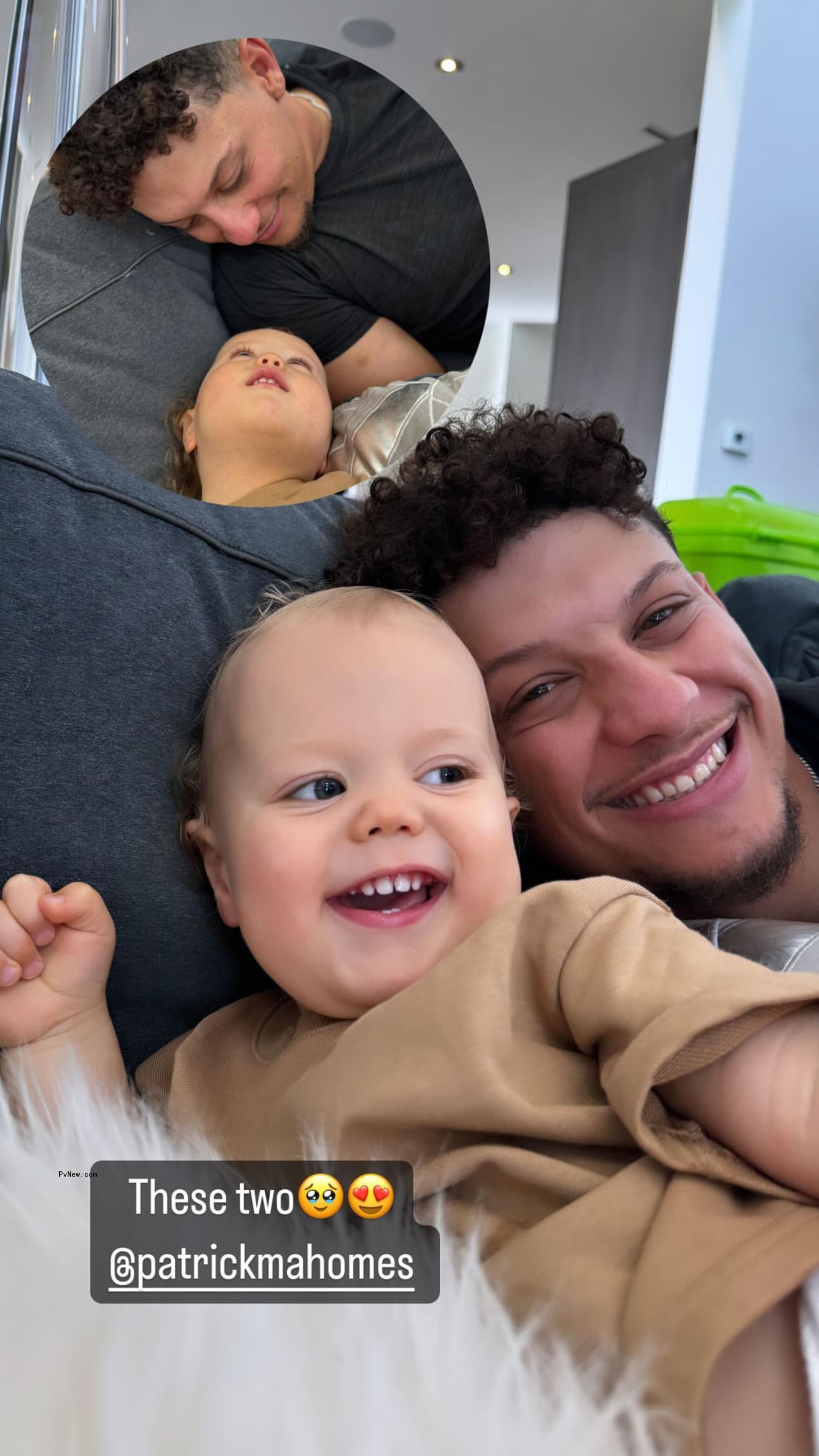 Patrick Mahomes and son Bronze