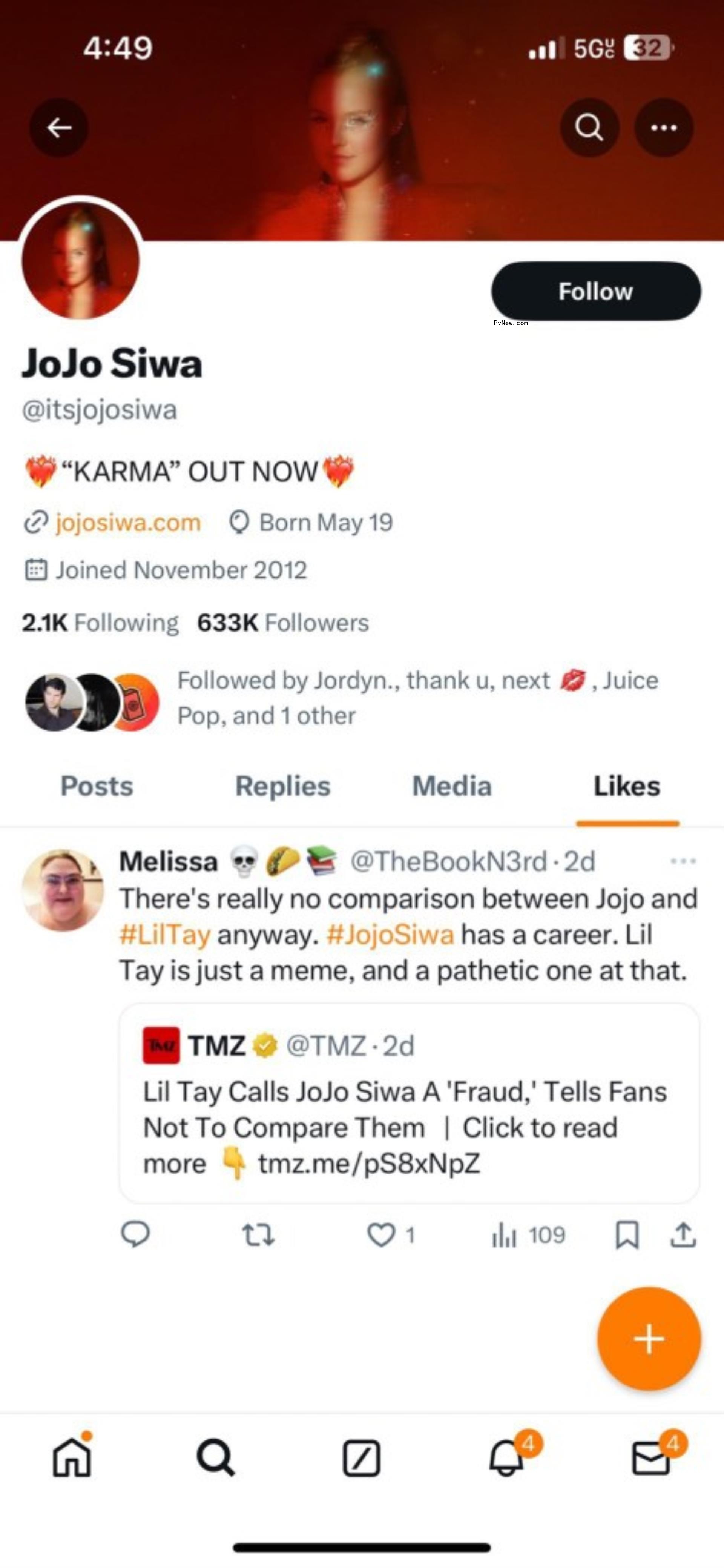 Screenshot of a tweet JoJo Siwa 