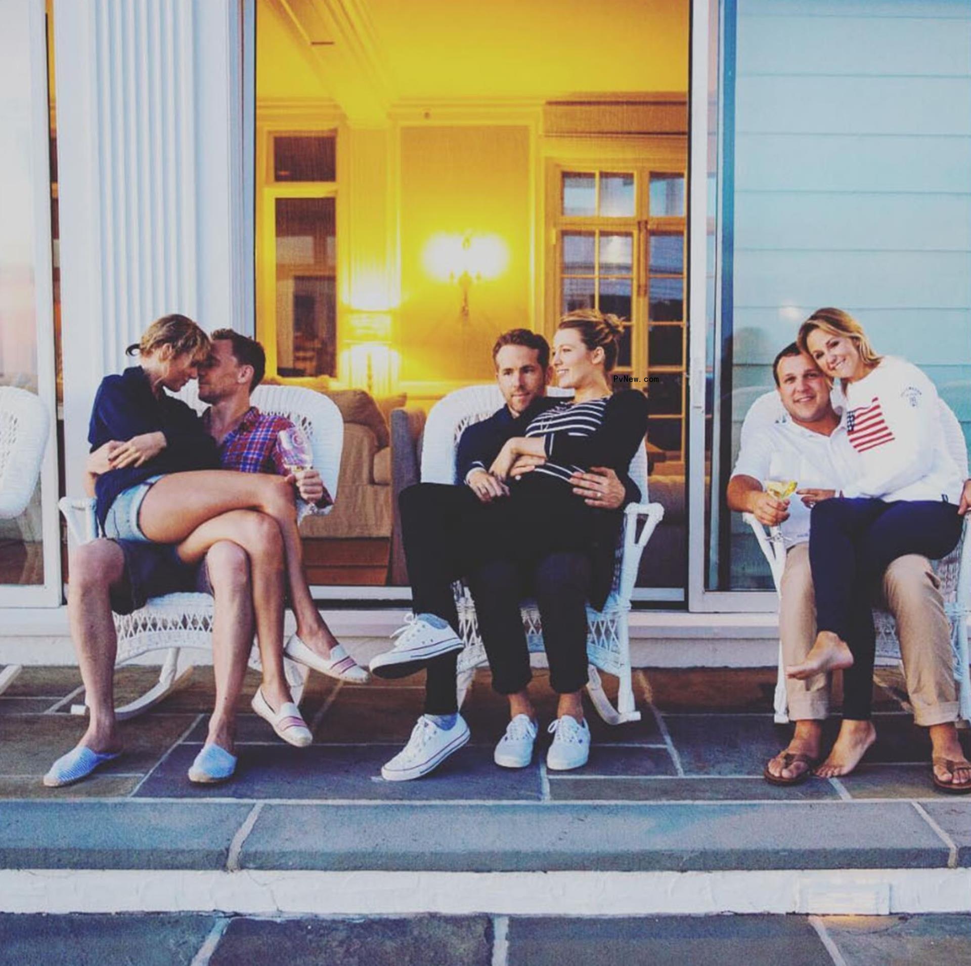 Taylor Swift on Tom Hiddleston's lap, Blake Lively on Ryan Reynolds' lap, Britany LaManna on Ben LaManna's lap