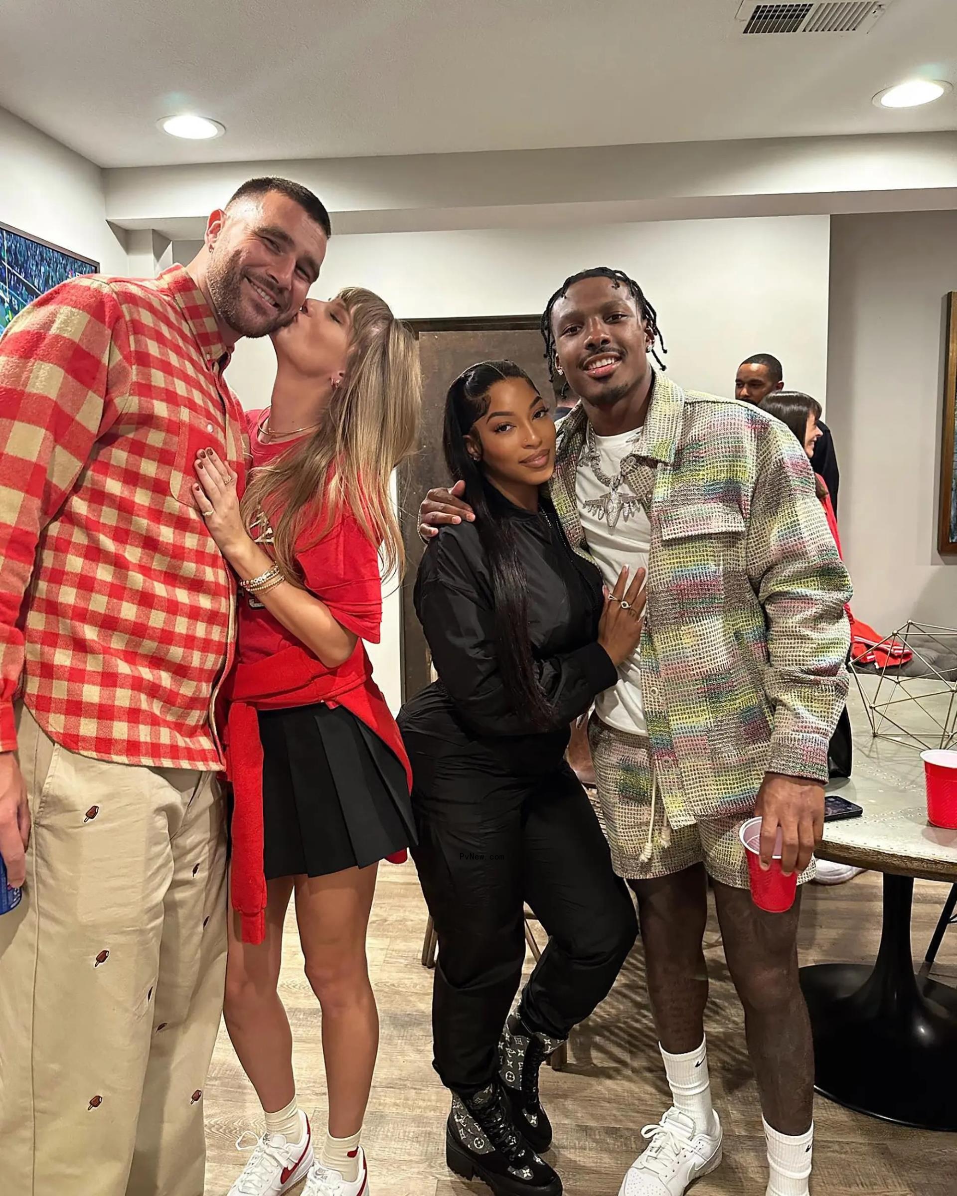 Travis Kelce, Taylor Swift, Chariah Gordon, Mecole Hardman, Jr.