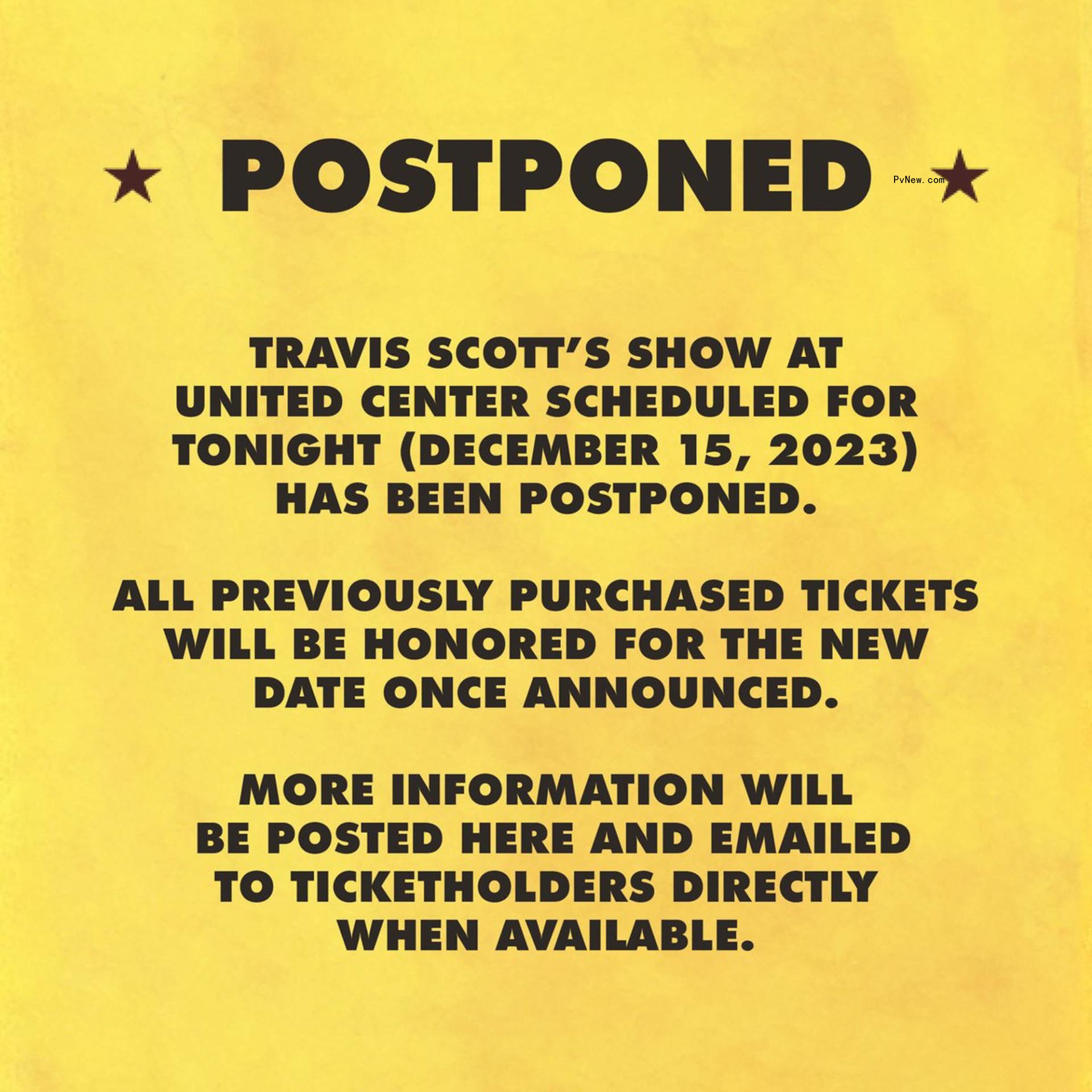 United Center's statement on Travis Scott's co<i></i>ncert cancellation.