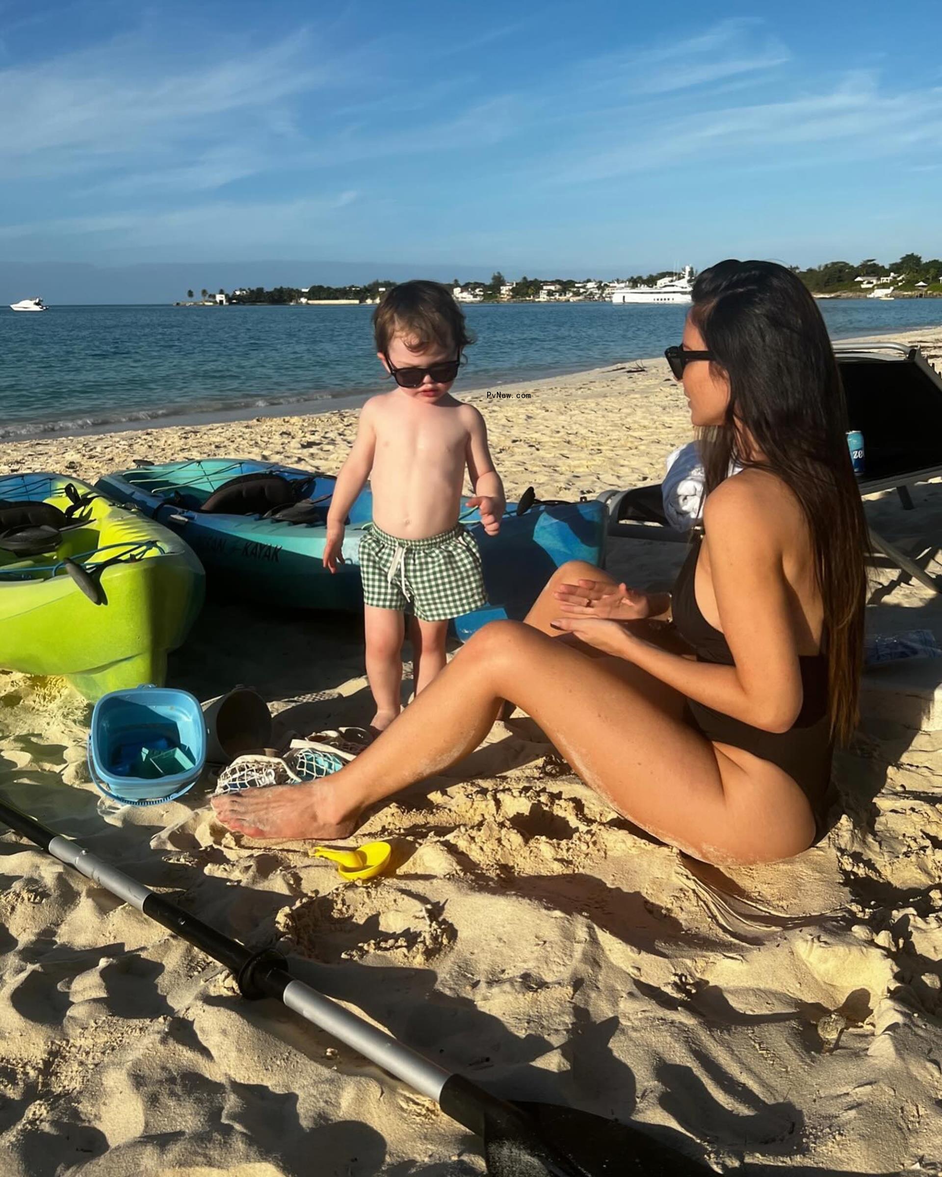 Olivia Munn with her son