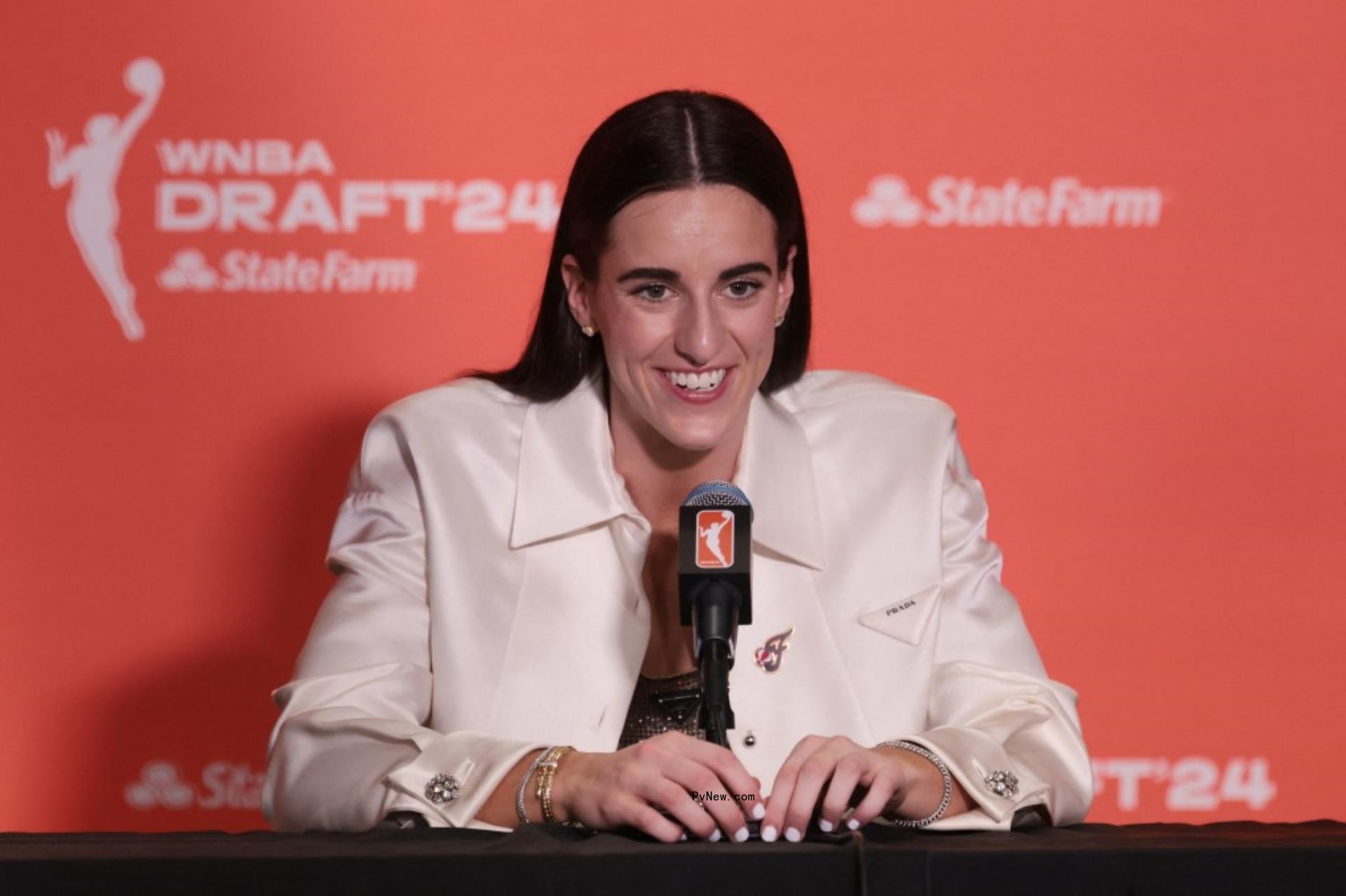 Caitlin Clark at the 2024  WNBA draft. 