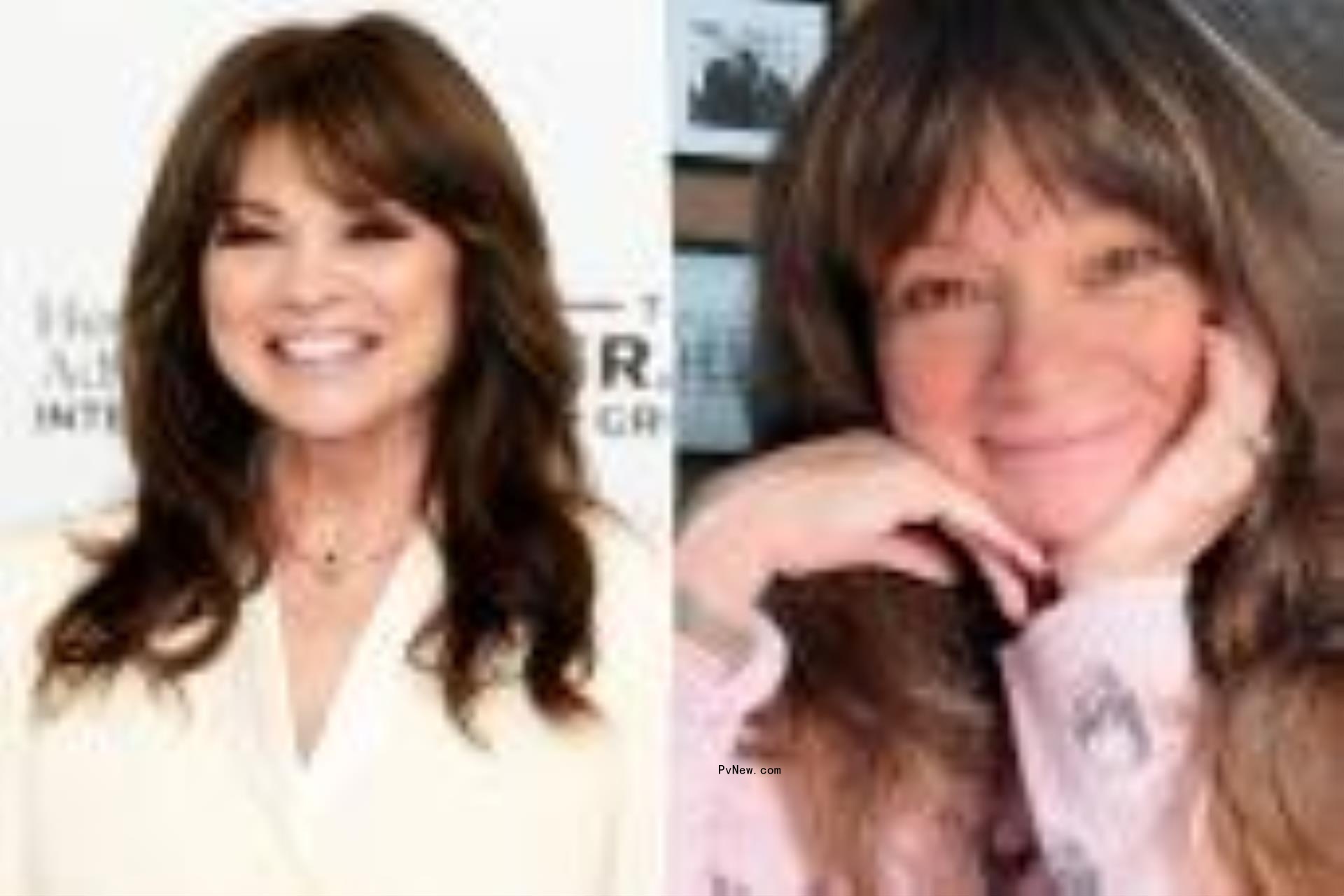 Two split photos of Valerie Bertinelli smiling