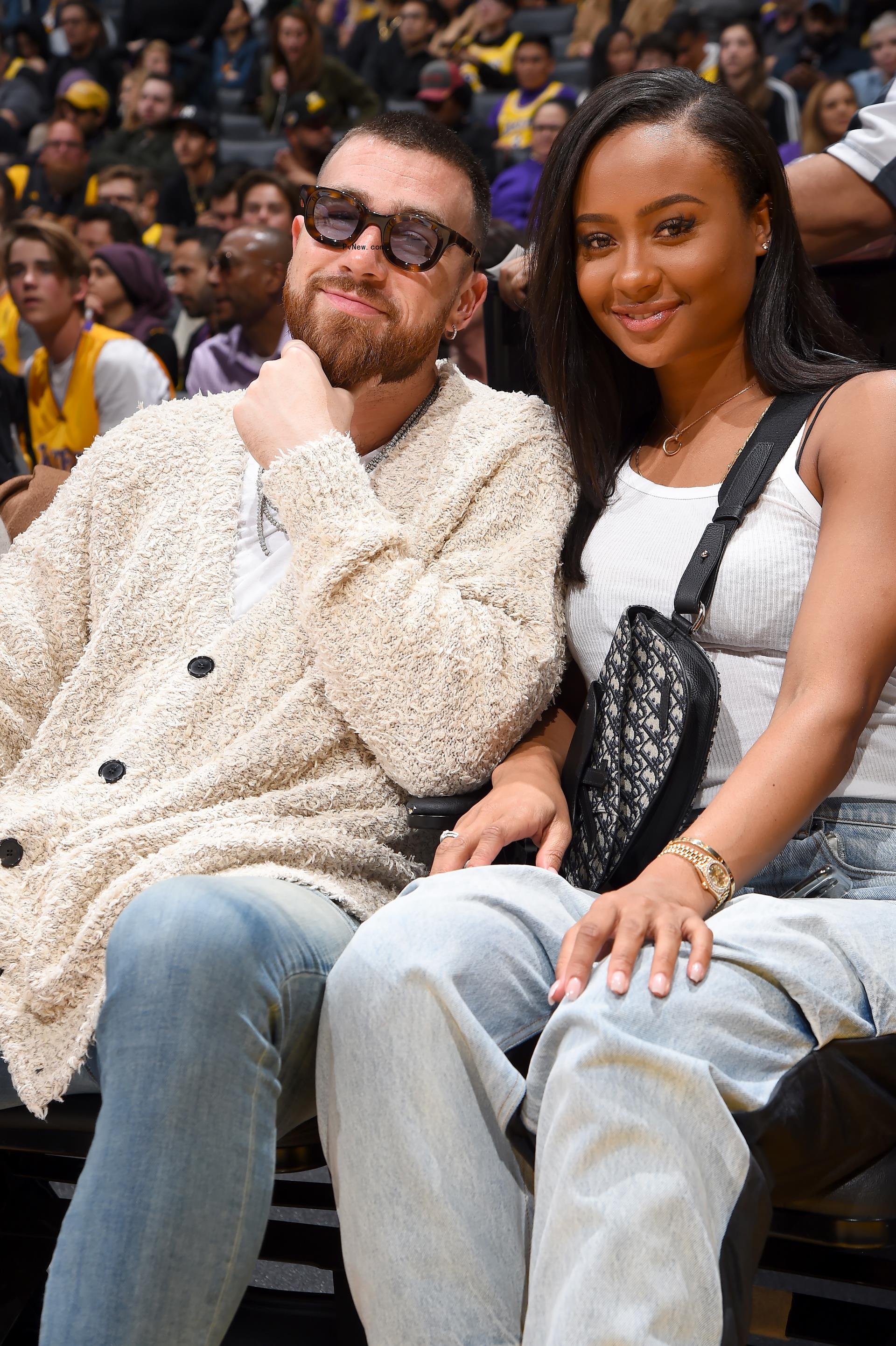 Kayla Nicole and Travis Kelce at an NBA game in 2020.