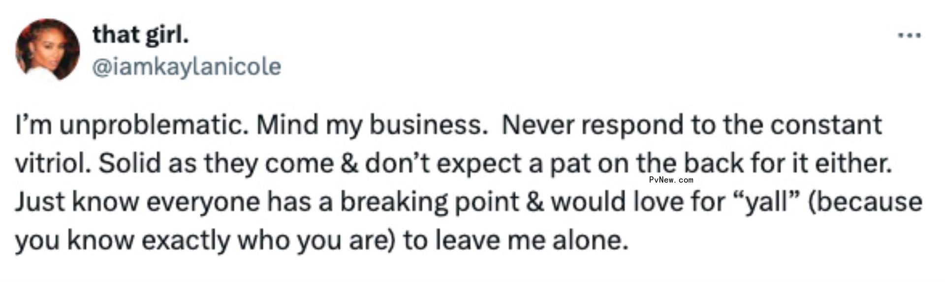 Kayla Nicole's tweet.