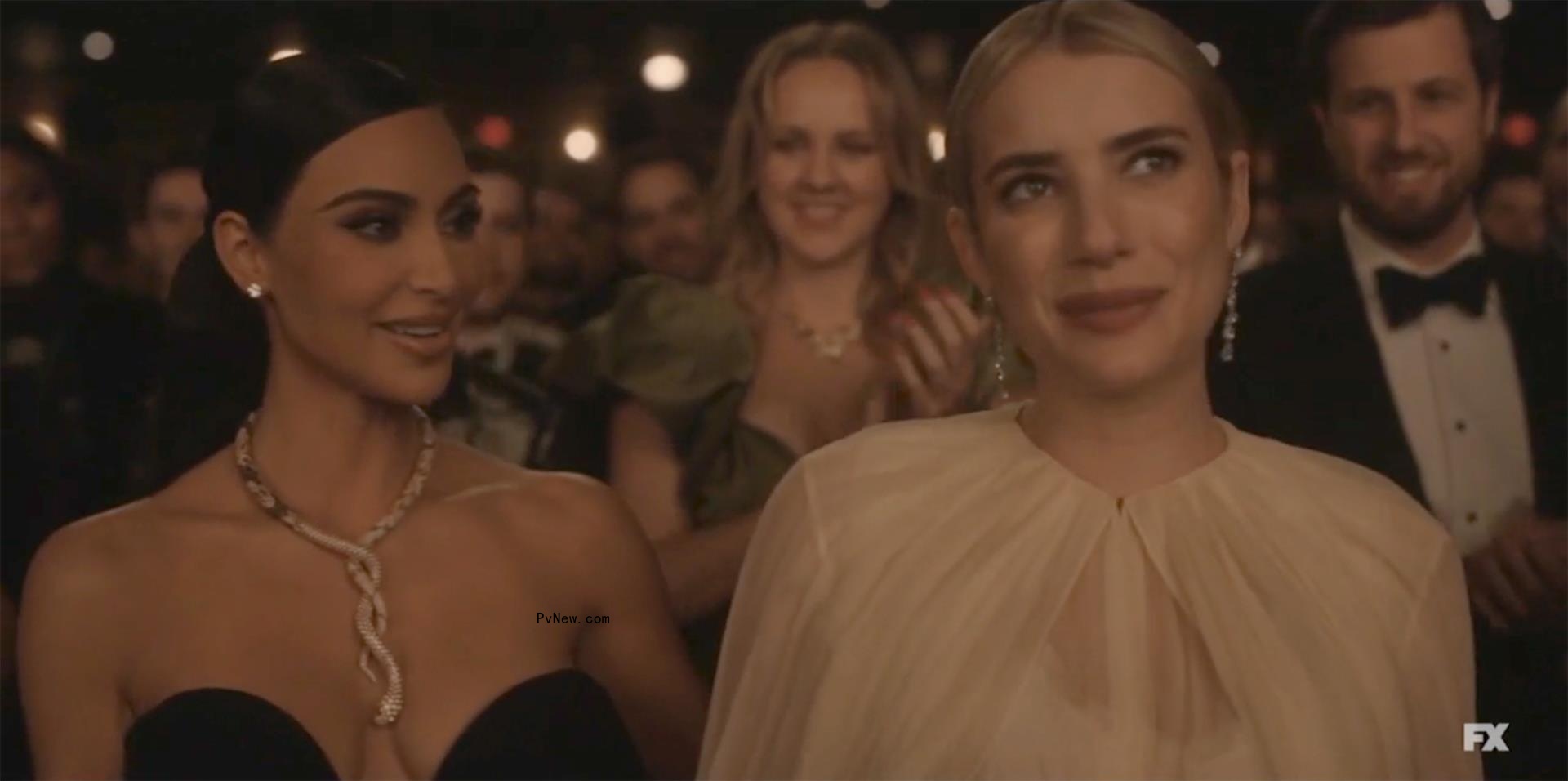 Kim Kardashian and Emma Roberts in 
