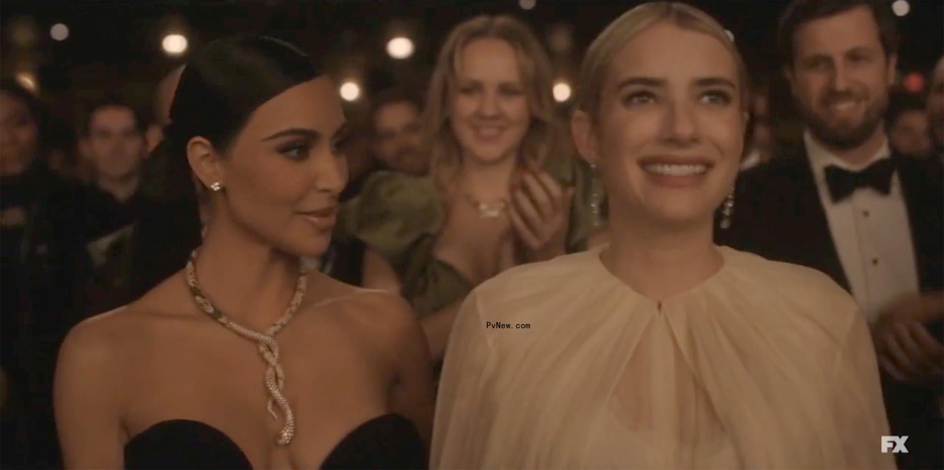 Kim Kardashian and Emma Roberts in 