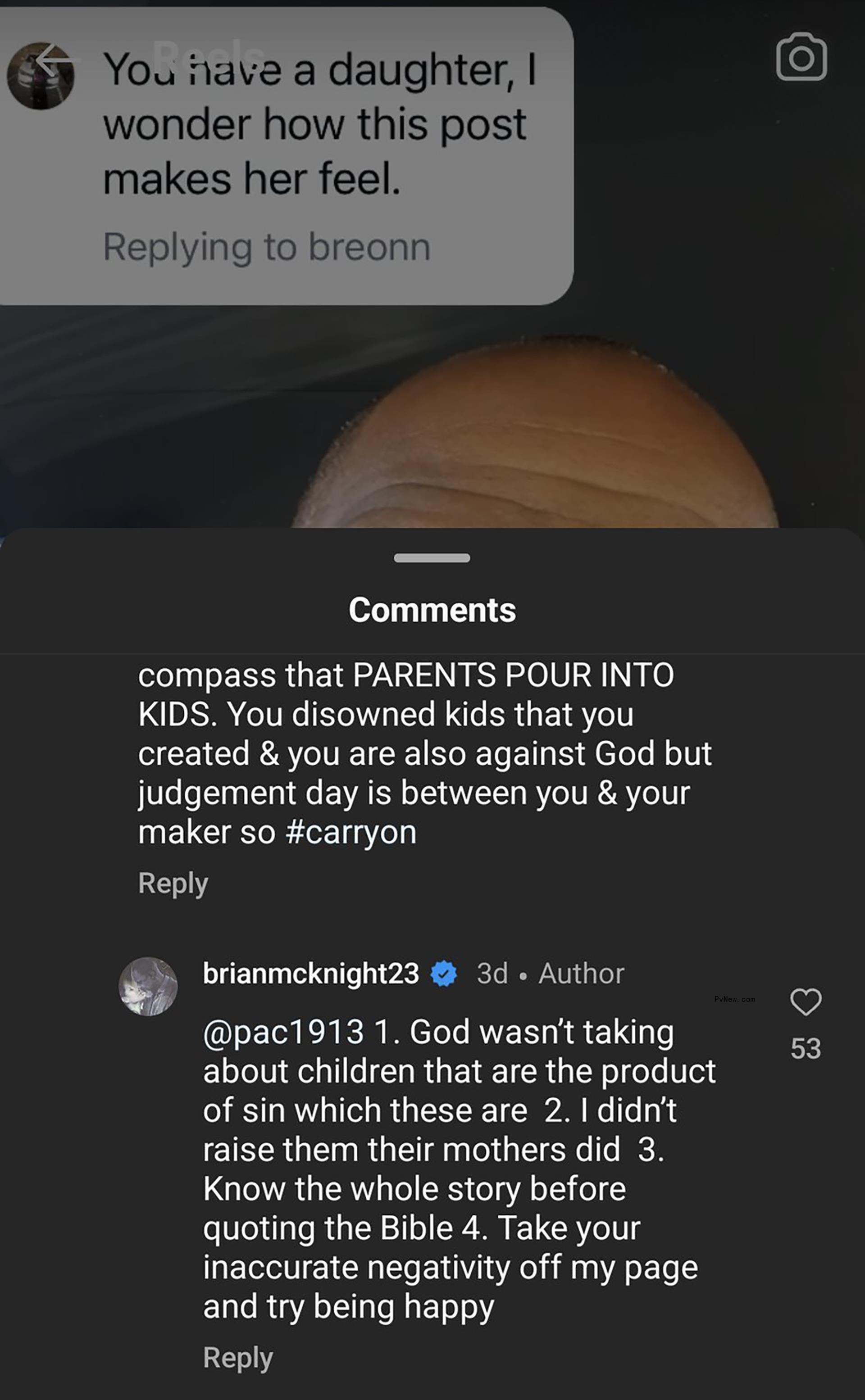 A fan's comment to Brian McKnight and his repsonse.