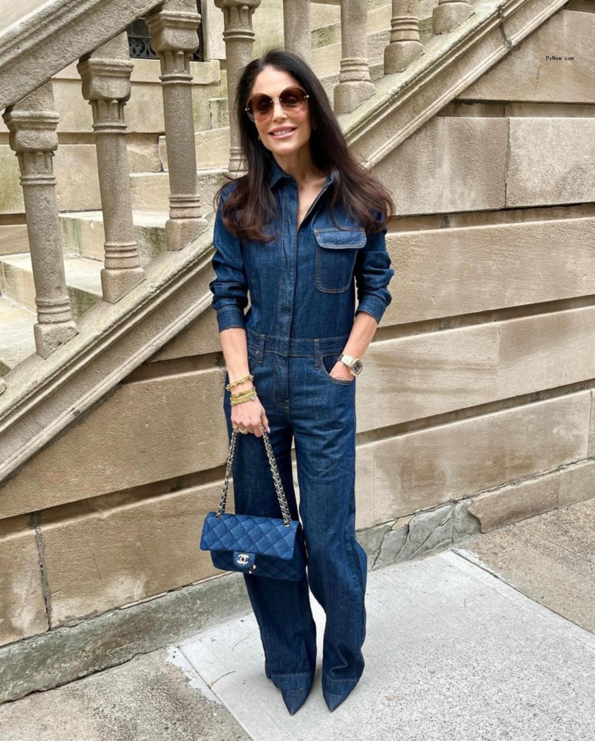 Bethenny Frankel in a denim jumpsuit