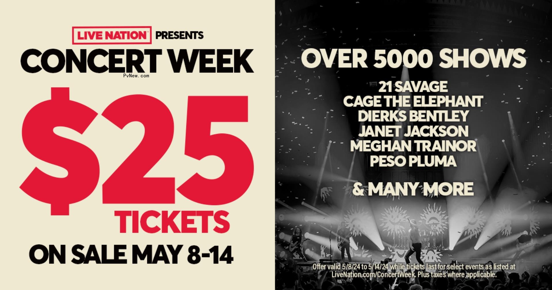 Live Nation Co<i></i>ncert Week Is Back: Get $25 Tickets to Peso Pluma, Maggie Rogers, Janet Jackson, 21 Savage and More