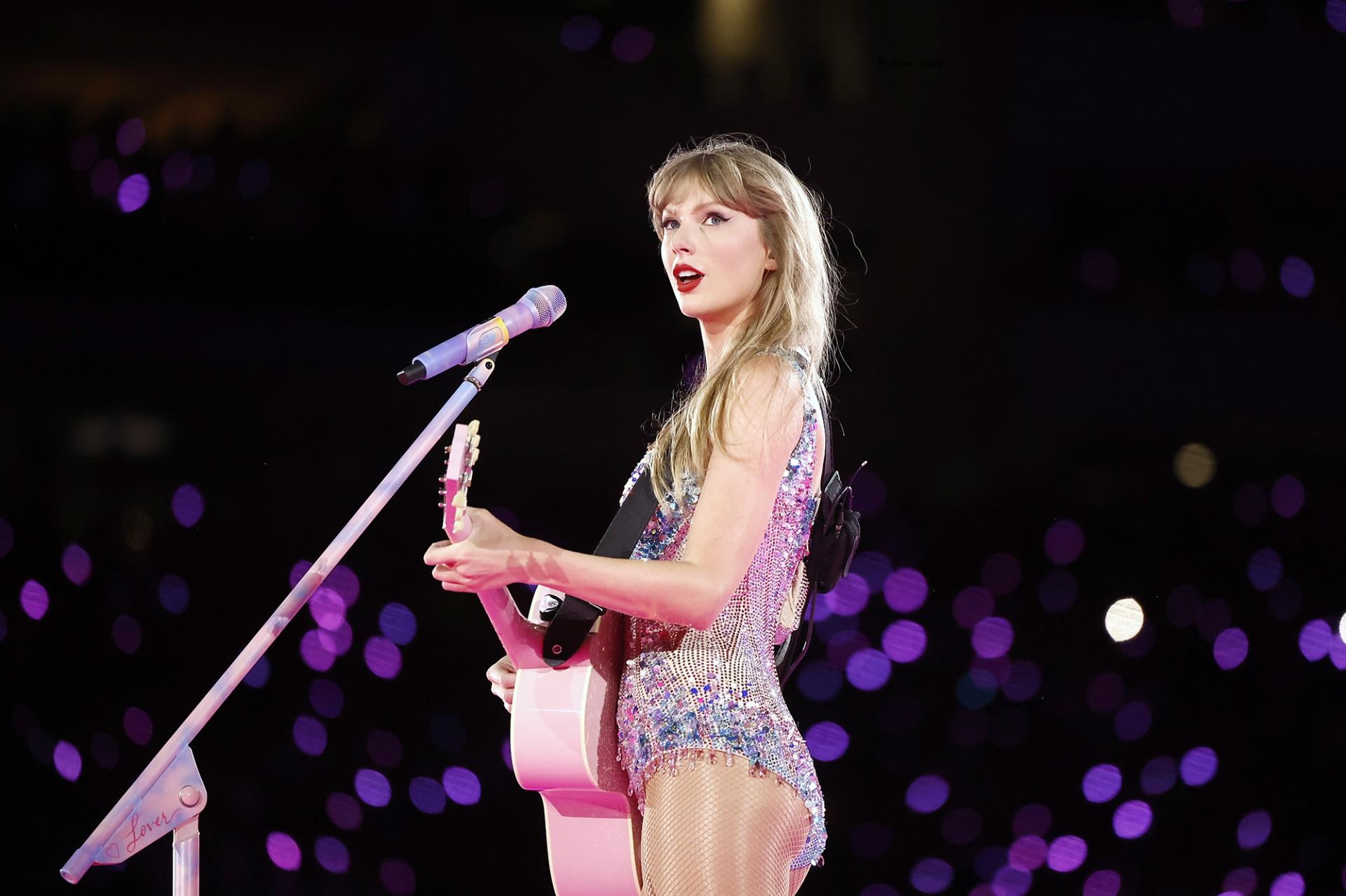 Taylor Swift performing in California in 2023.