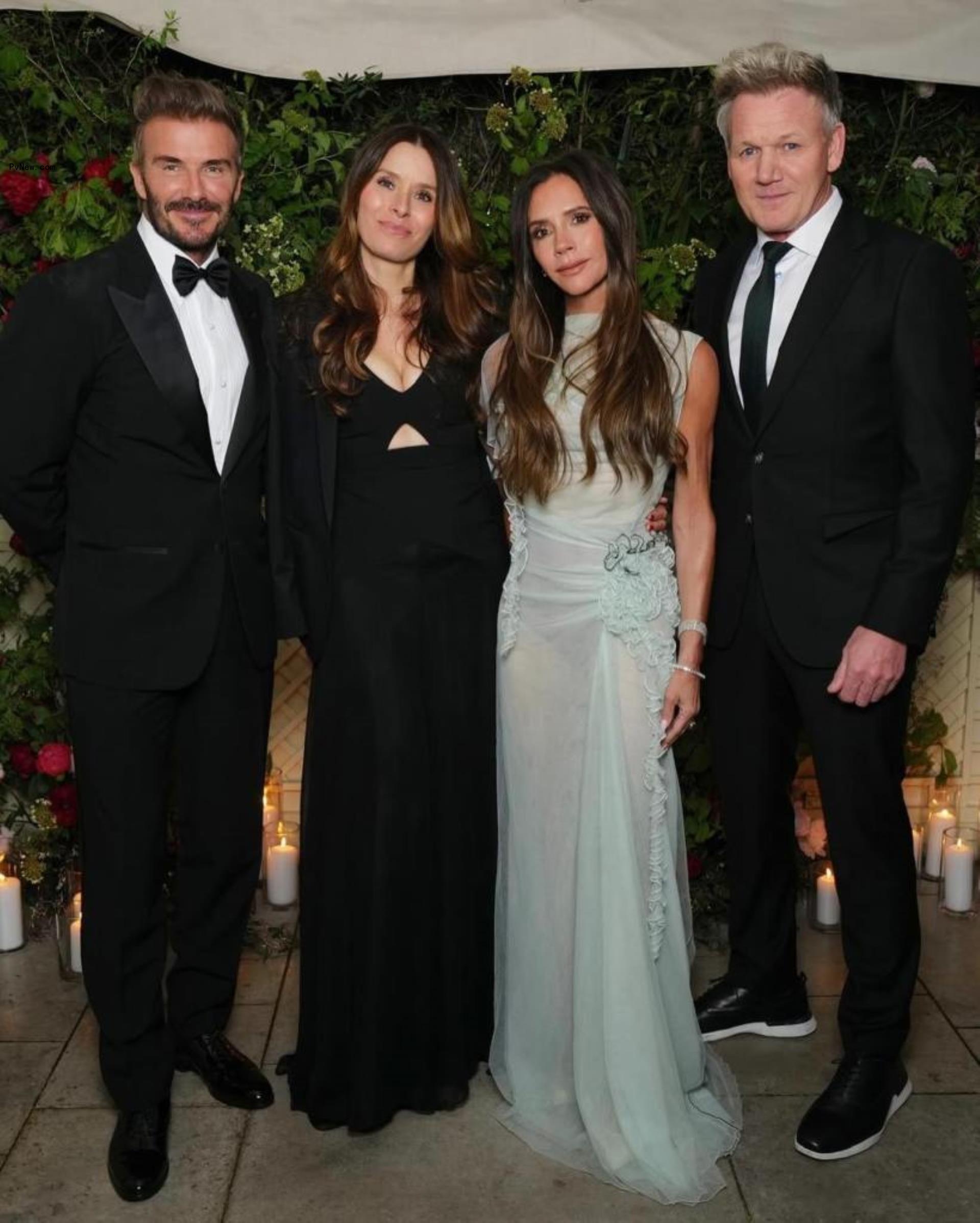 David and Victoria Beckham with Gordon Ramsay and his wife Tana.