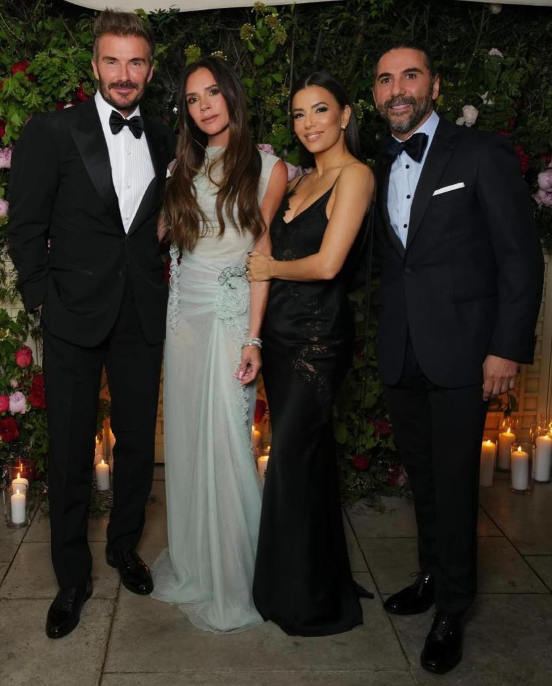 David and Victoria Beckham with Eva Lo<i></i>ngoria and her husband José Bastón.