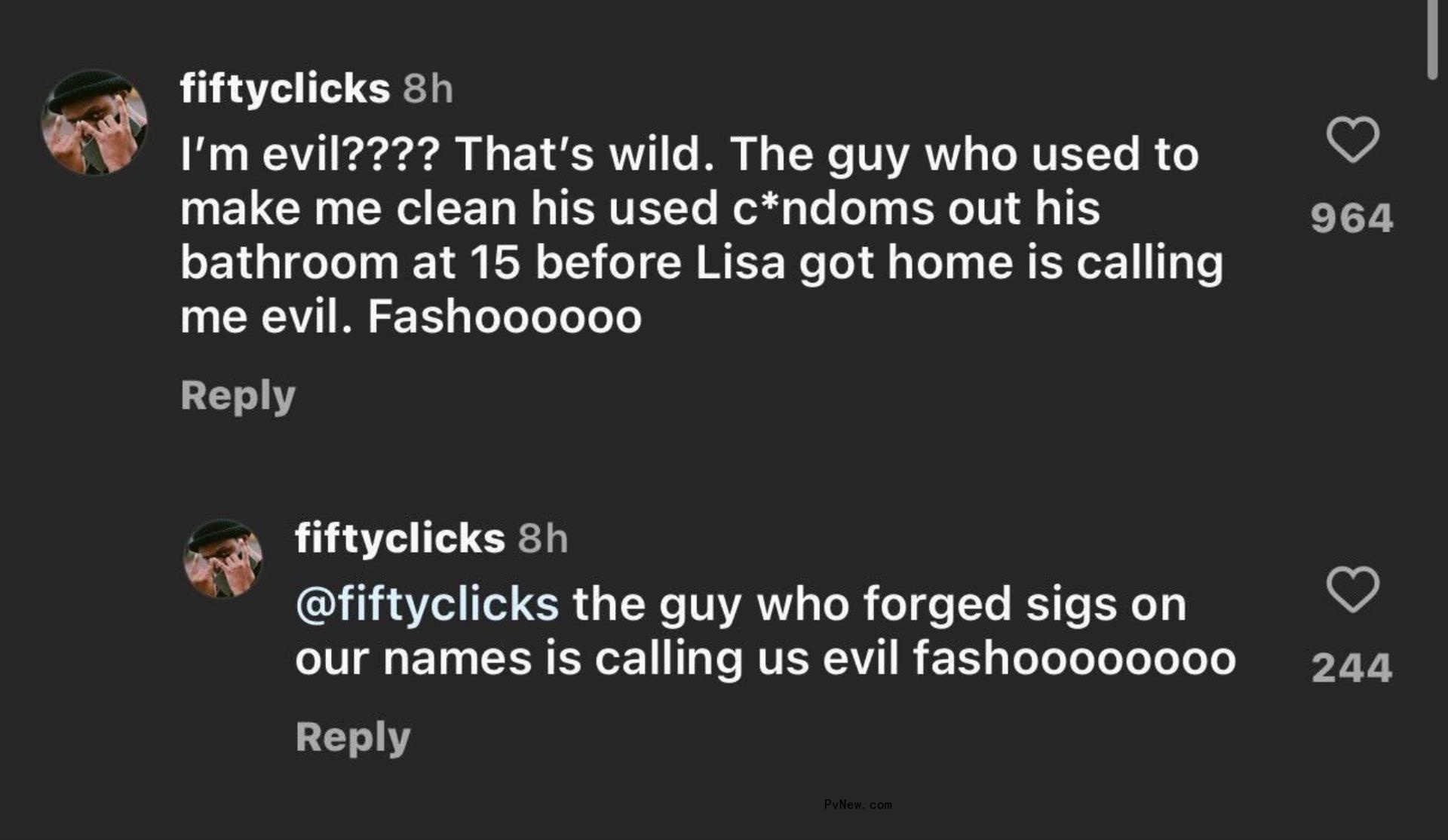 Niko McKnight's Instagram comments.