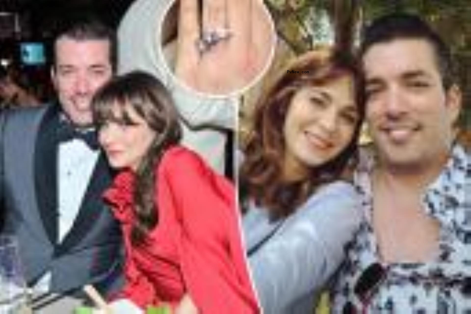 Zooey Deschanel split image with Jo<i></i>nathan Scott.