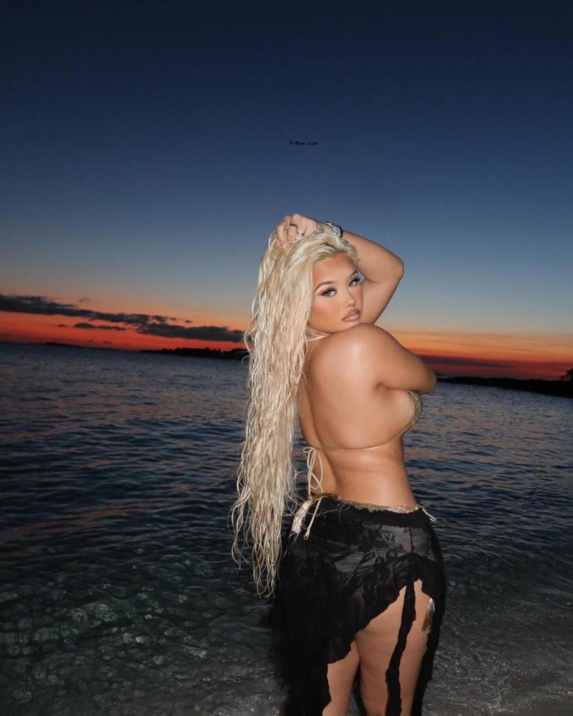 Alabama Barker in a bikini in the Bahamas. 