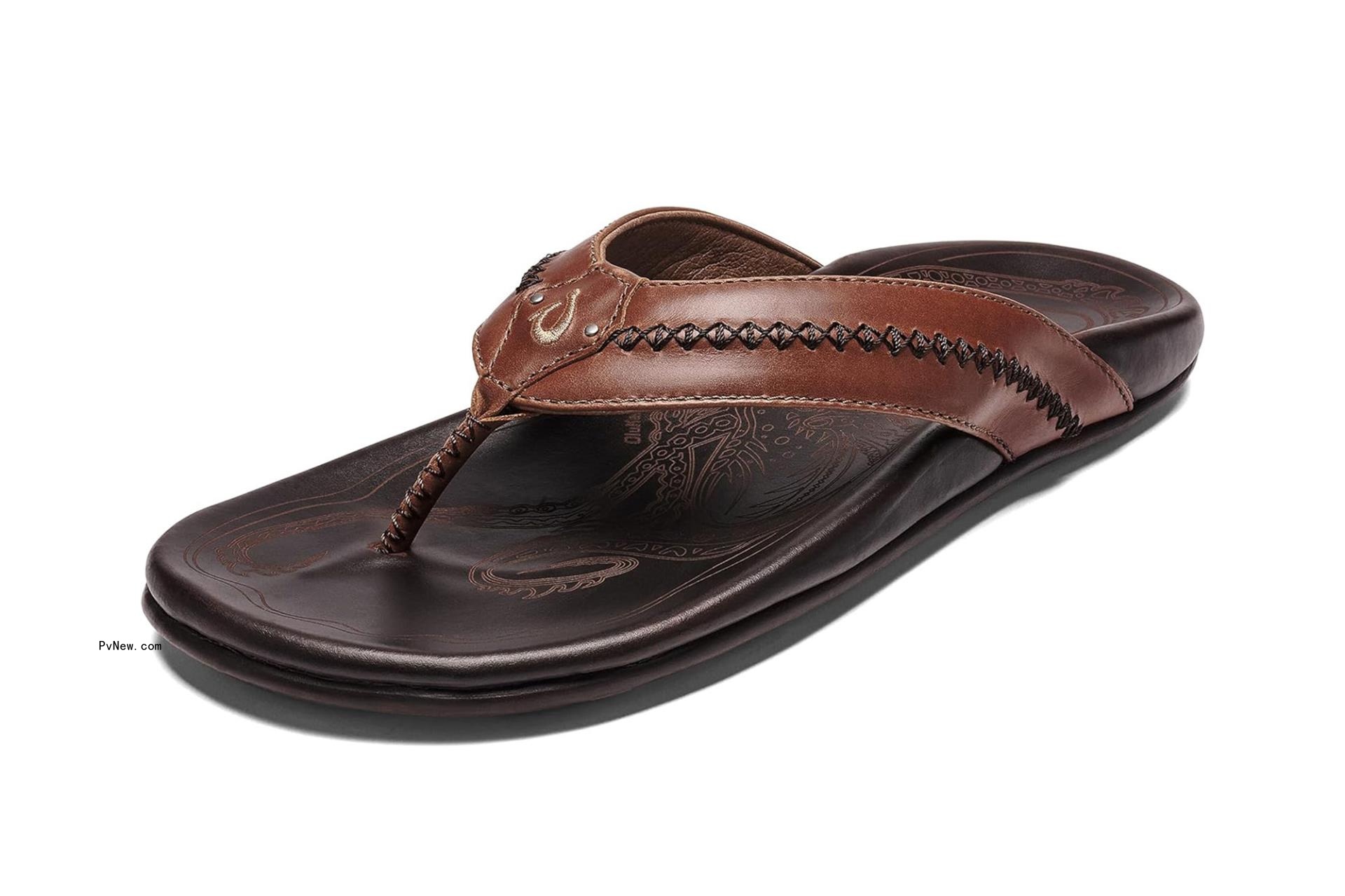 Leather flip flops