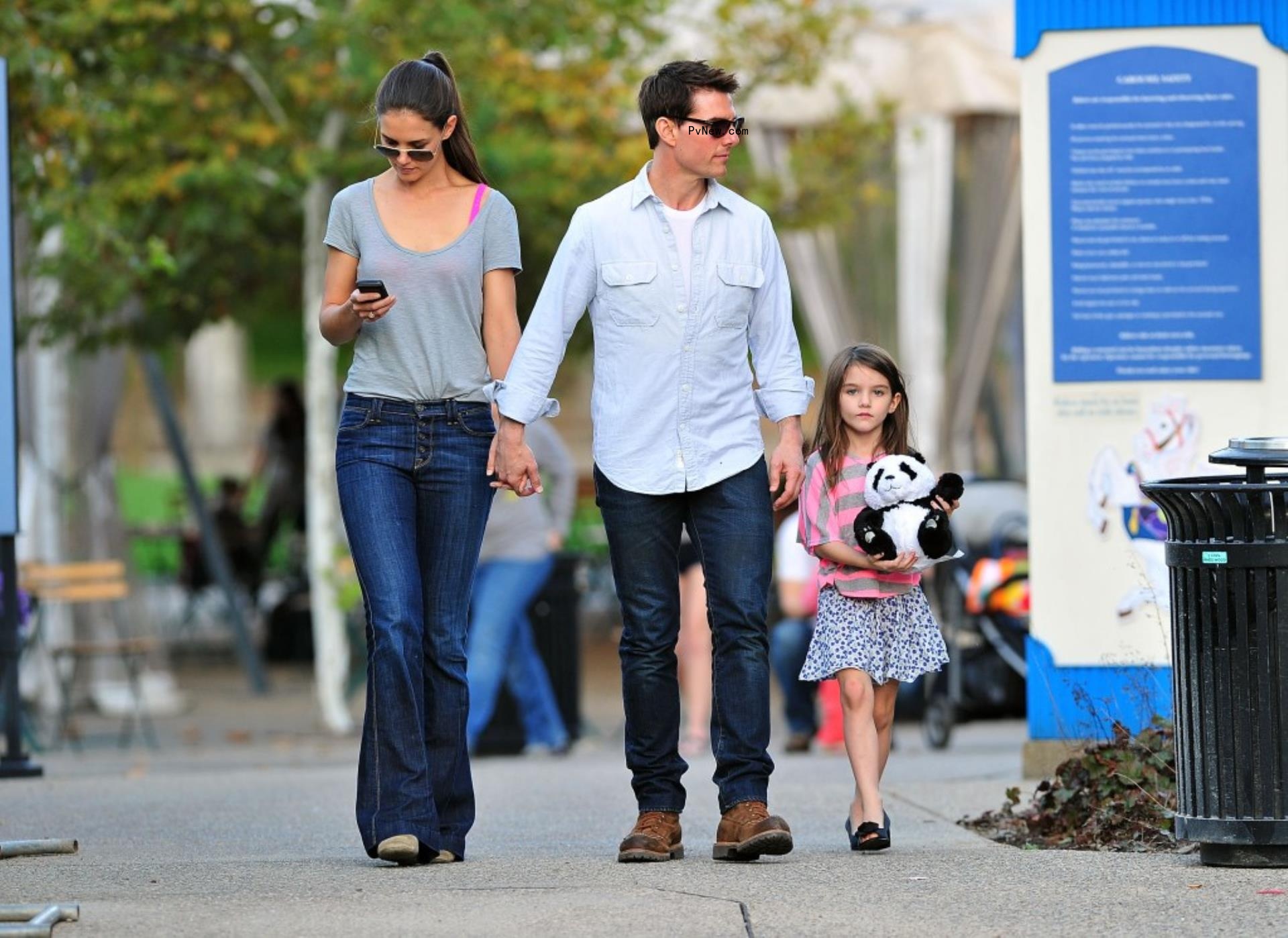 Suri Cruise and Tom Cruise and Katie Holmes in 2011.