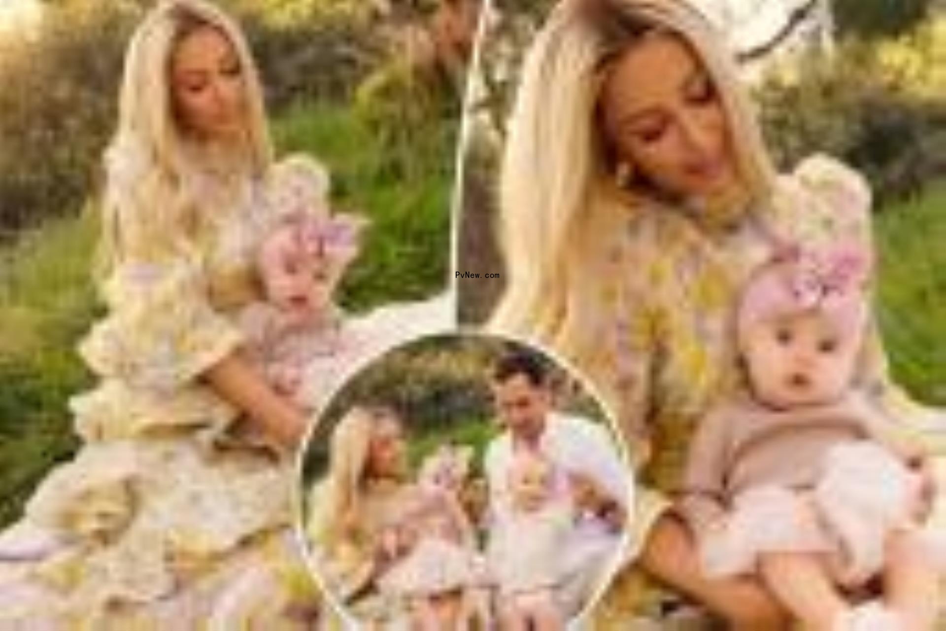 Paris Hilton and Carter Reum with daughter London.