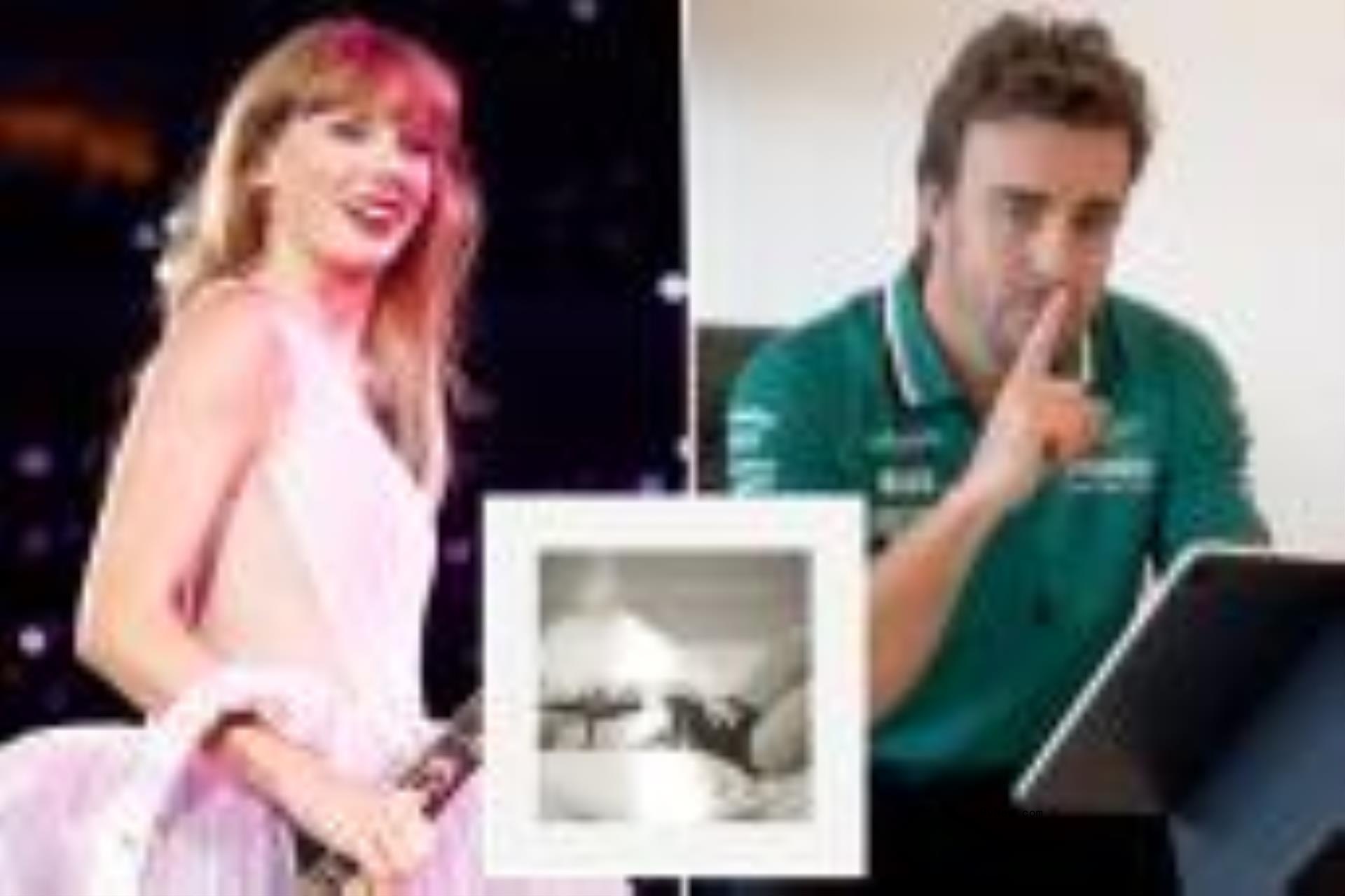 Formula 1 star Fernando Alo<i></i>nso split image with Taylor Swift.
