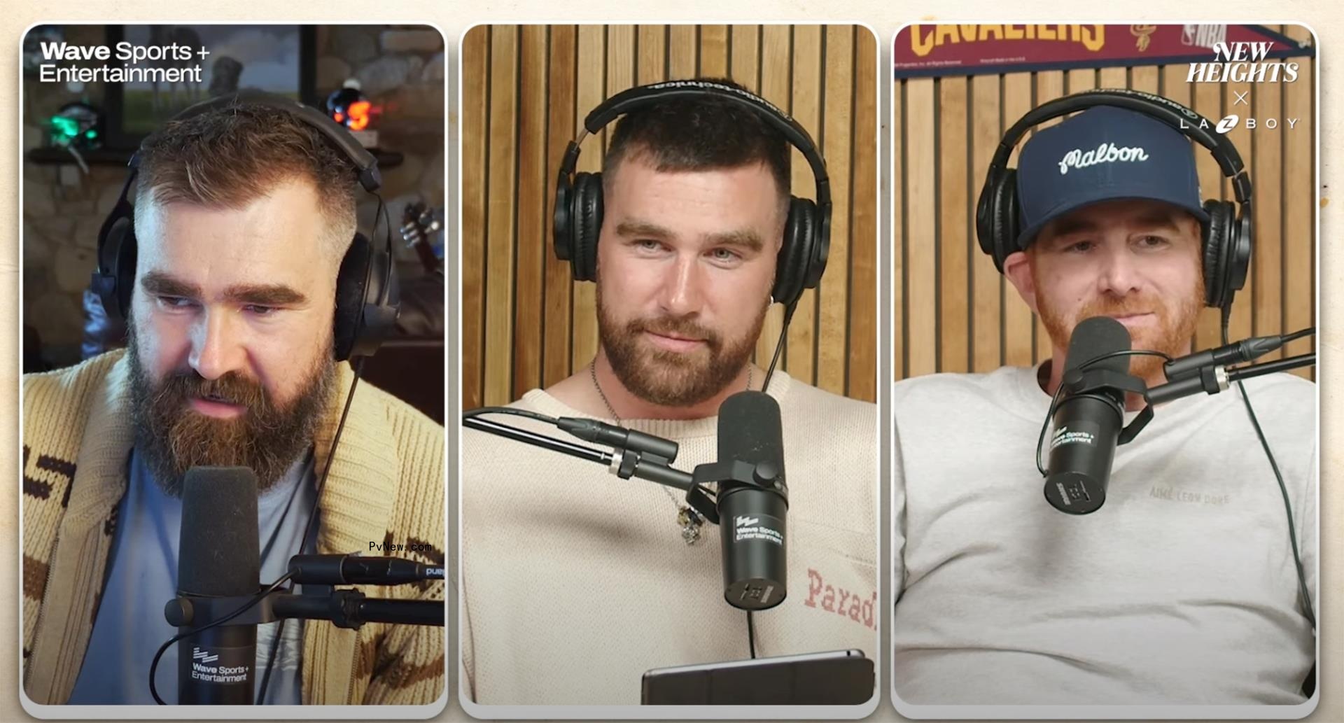 Jason Kelce, Travis Kelce and Andrew Santino on