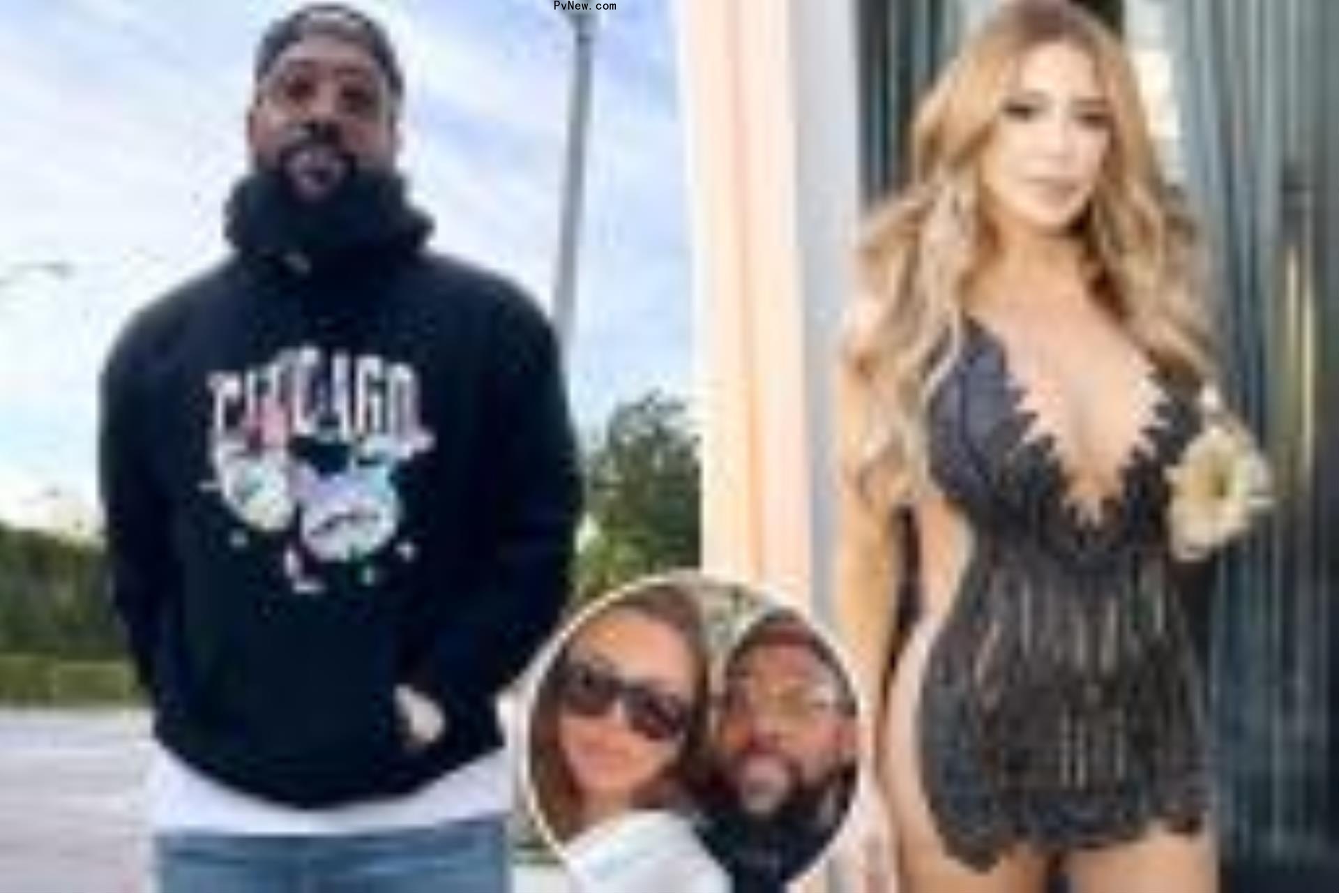 A split photo of Marcus Jordan posing and Larsa Pippen posing and a small selfie of Marcus Jordan and Larsa Pippen