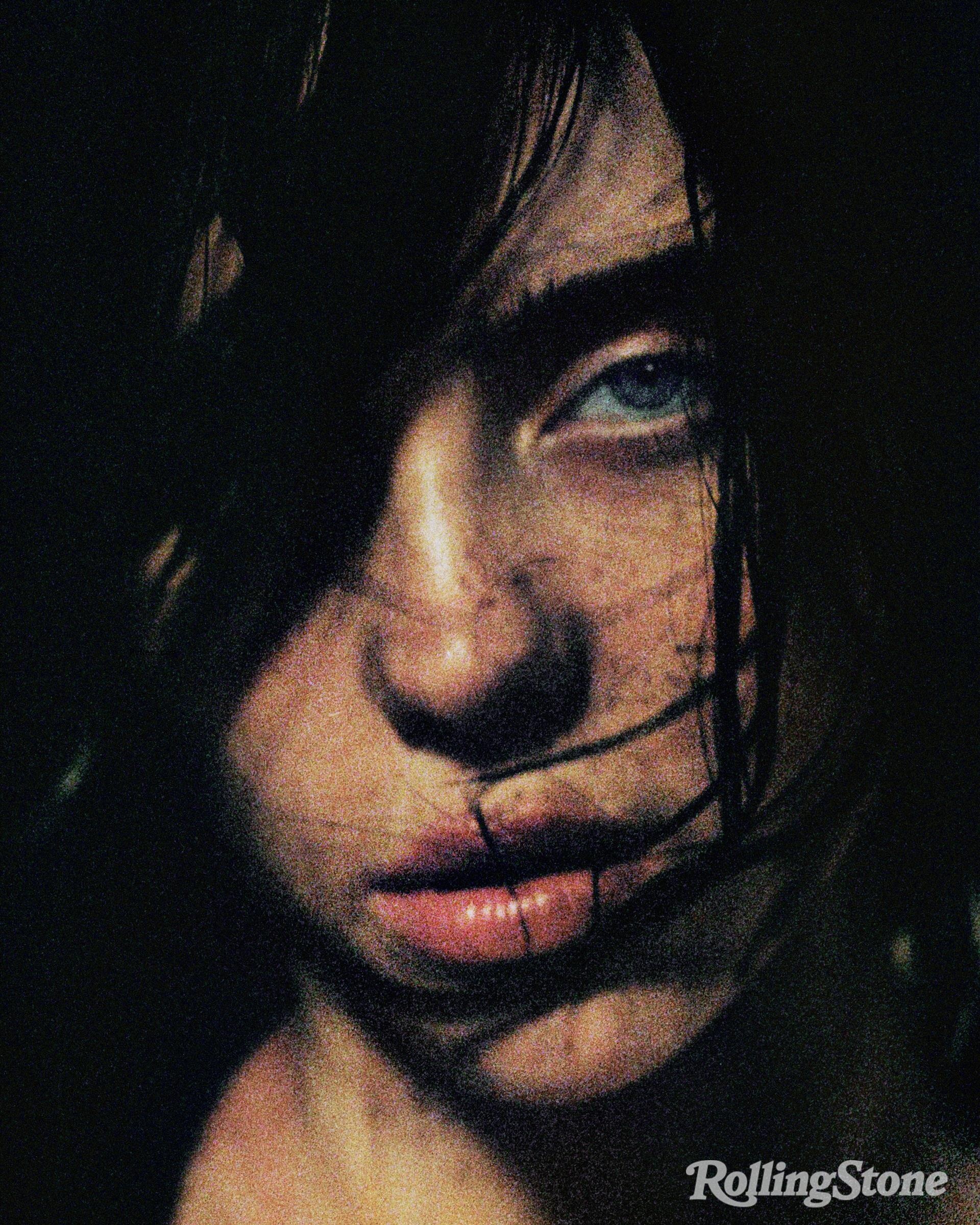 A closeup of Billie Eilish in Rolling Stone.
