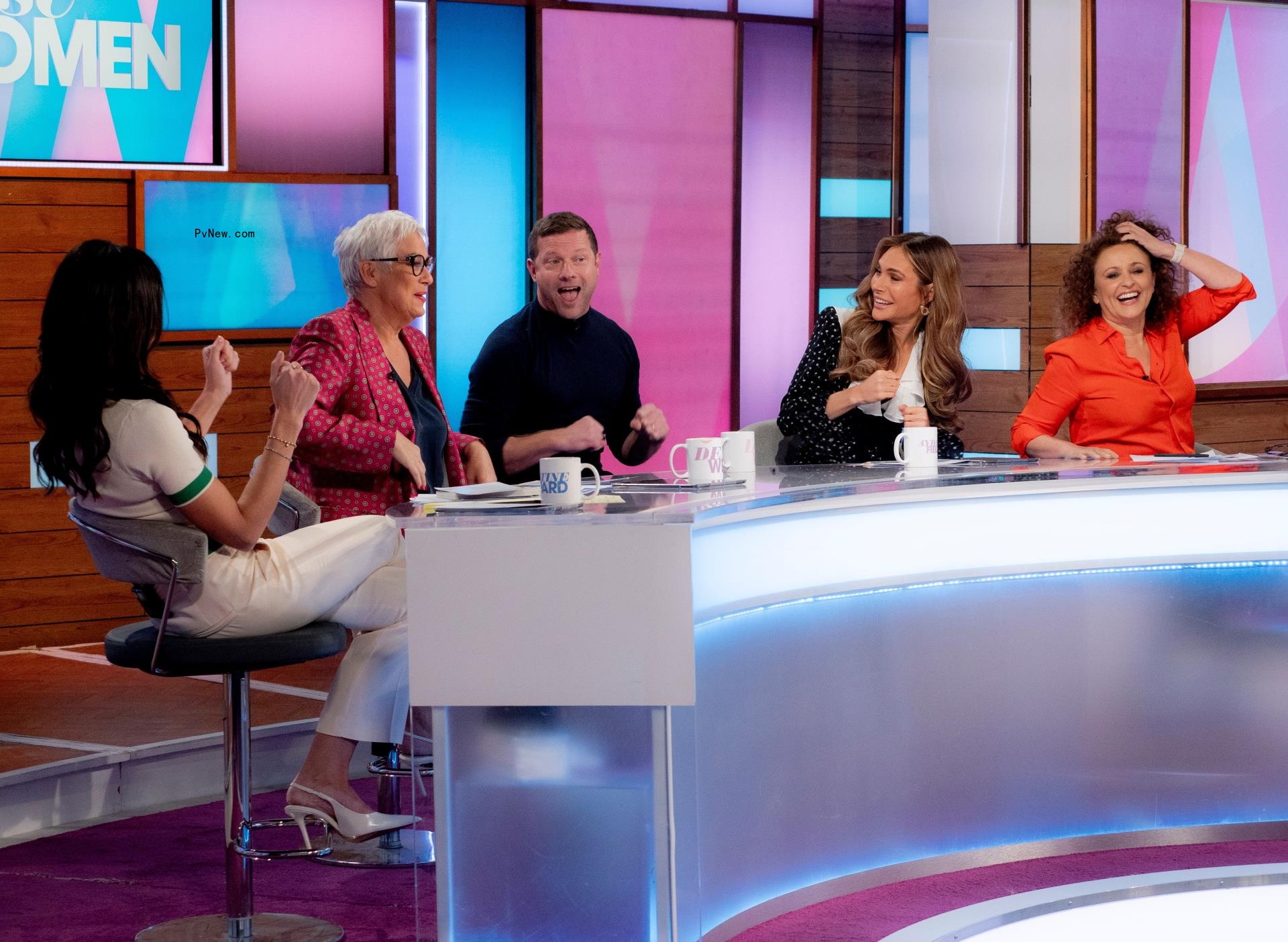 Christine Lampard, Denise Welch, Dermot O'Leary, Ayda Williams Williams and Nadia Sawalha on their talk show,