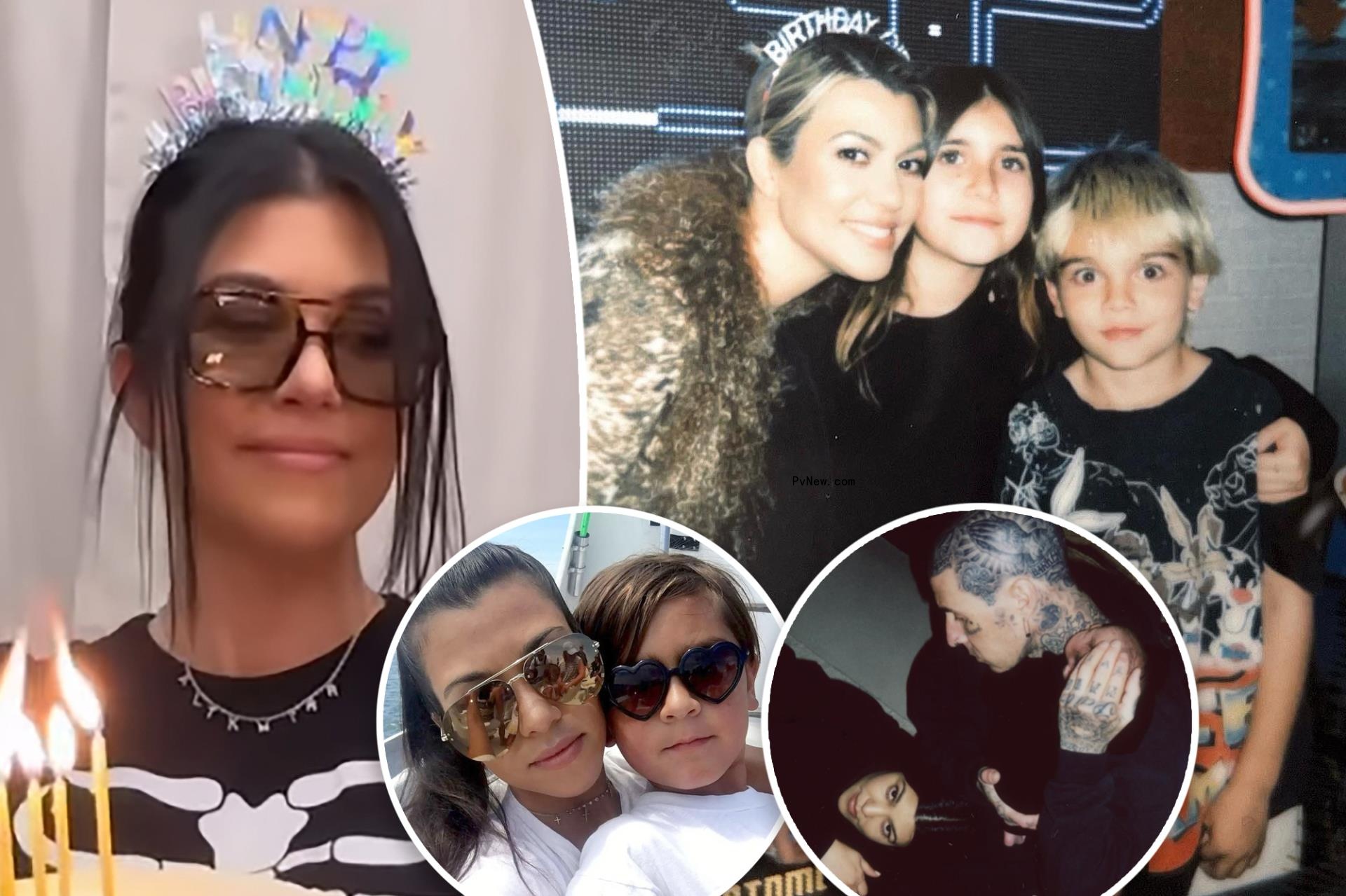 Kourtney Kardashian wears necklace ho<i></i>noring all her kids — and Travis Barker’s, too — during birthday celebration
