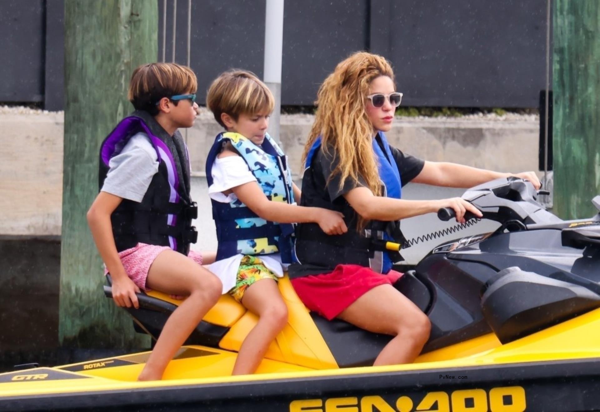 Shakira on a jet ski