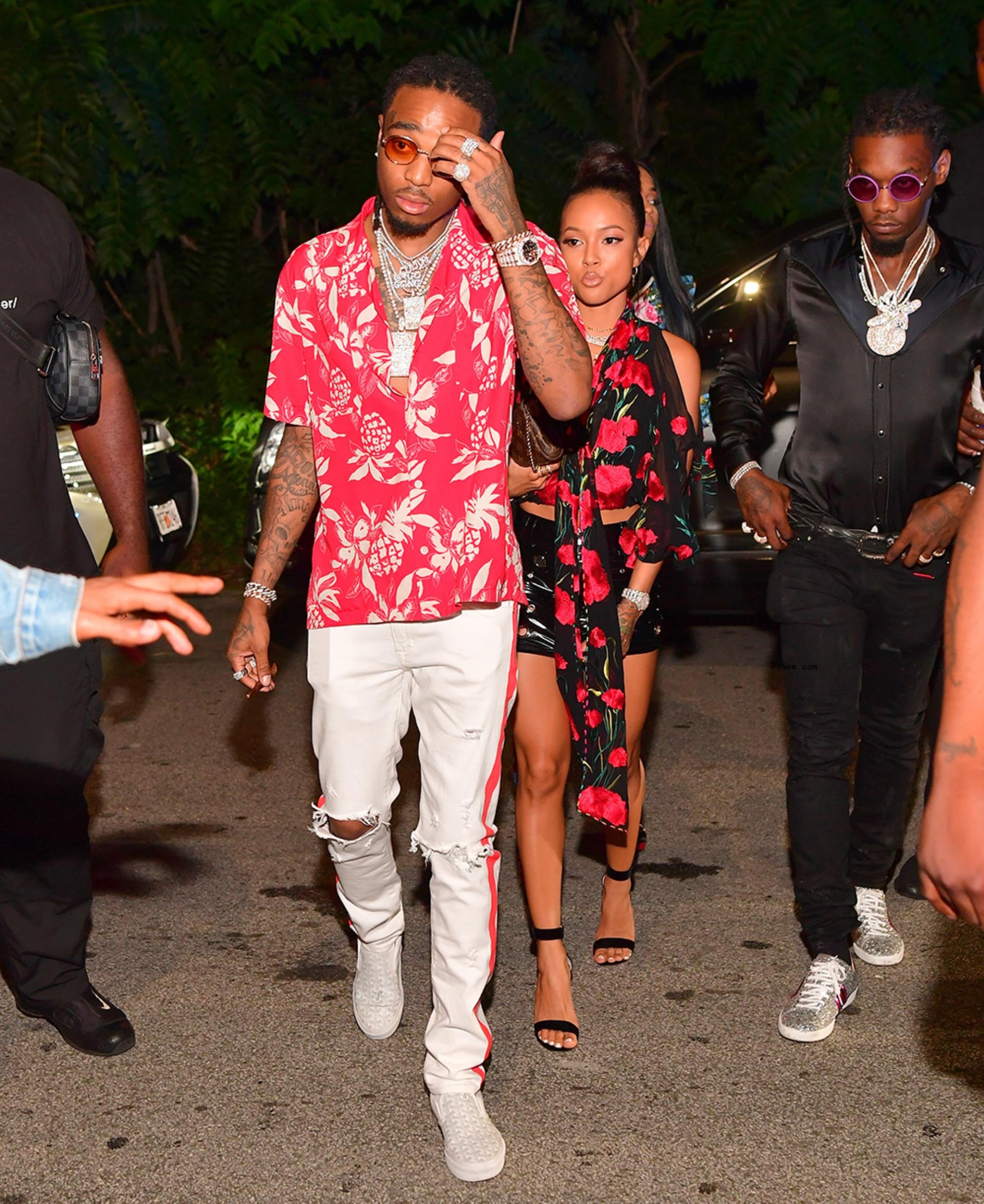 Karrueche Tran and Quavo going to a party in 2017.