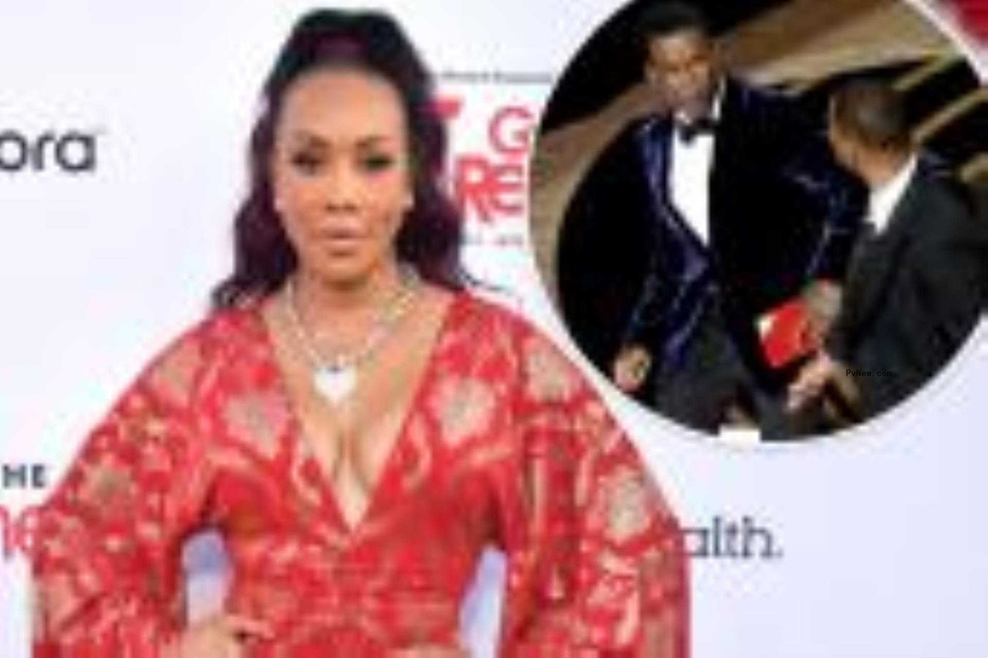 Vivica A. Fox at the American Heart Association Red Dress Collection Concert; Will Smith slapping Chris Rock