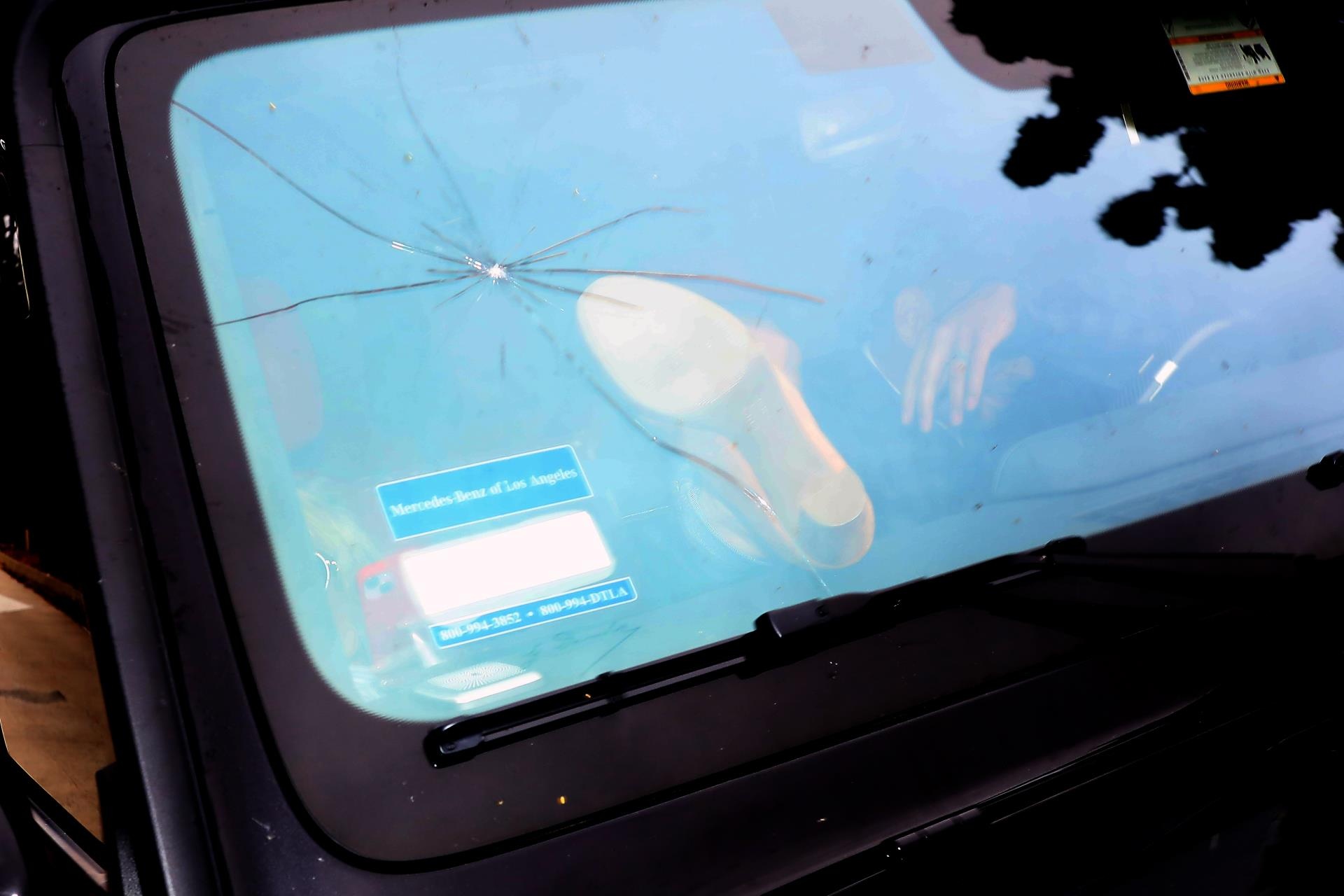 Britney Spears' heel cracking a windshield