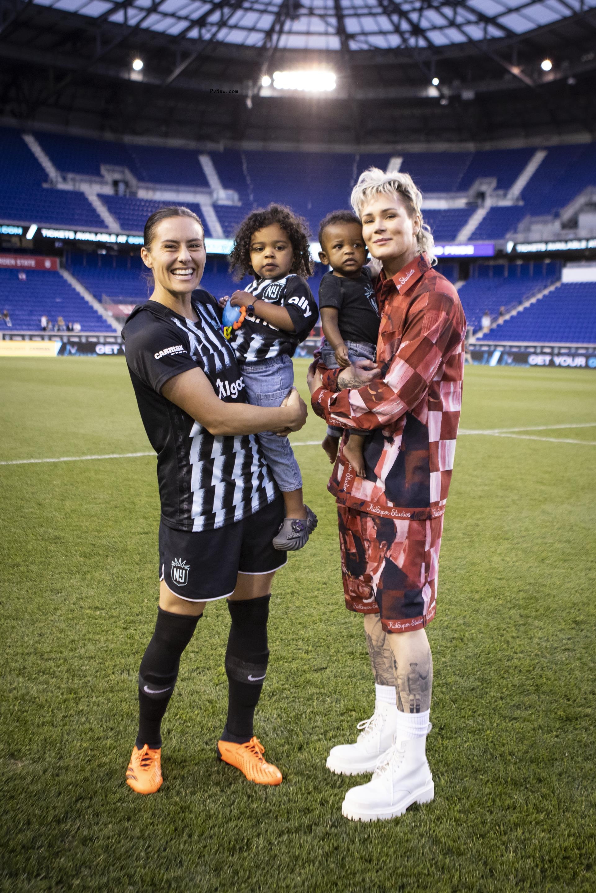 Ali Krieger, Ashlyn Harris and their kids.