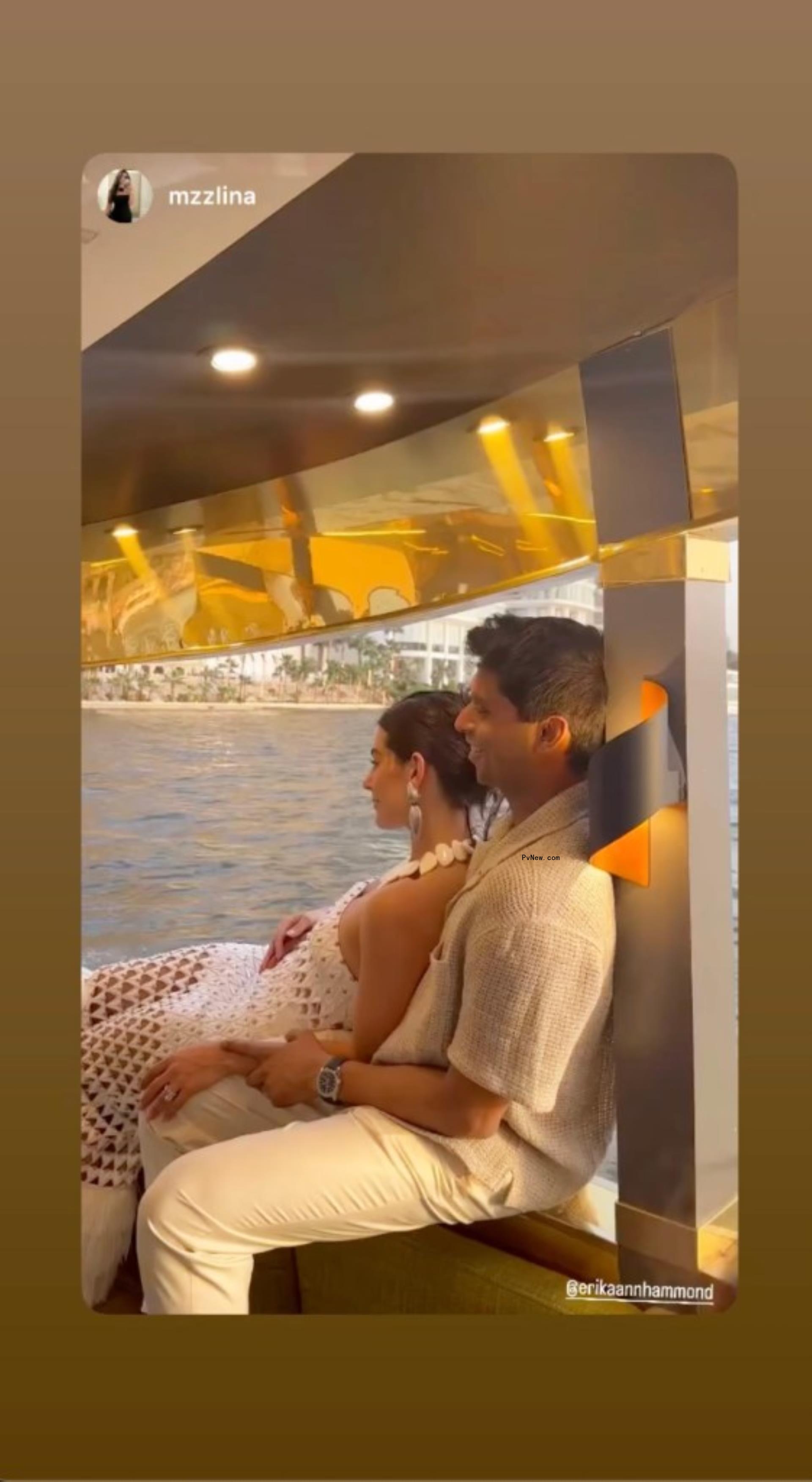 Ankur Jain and Erika Hammond on a boat.