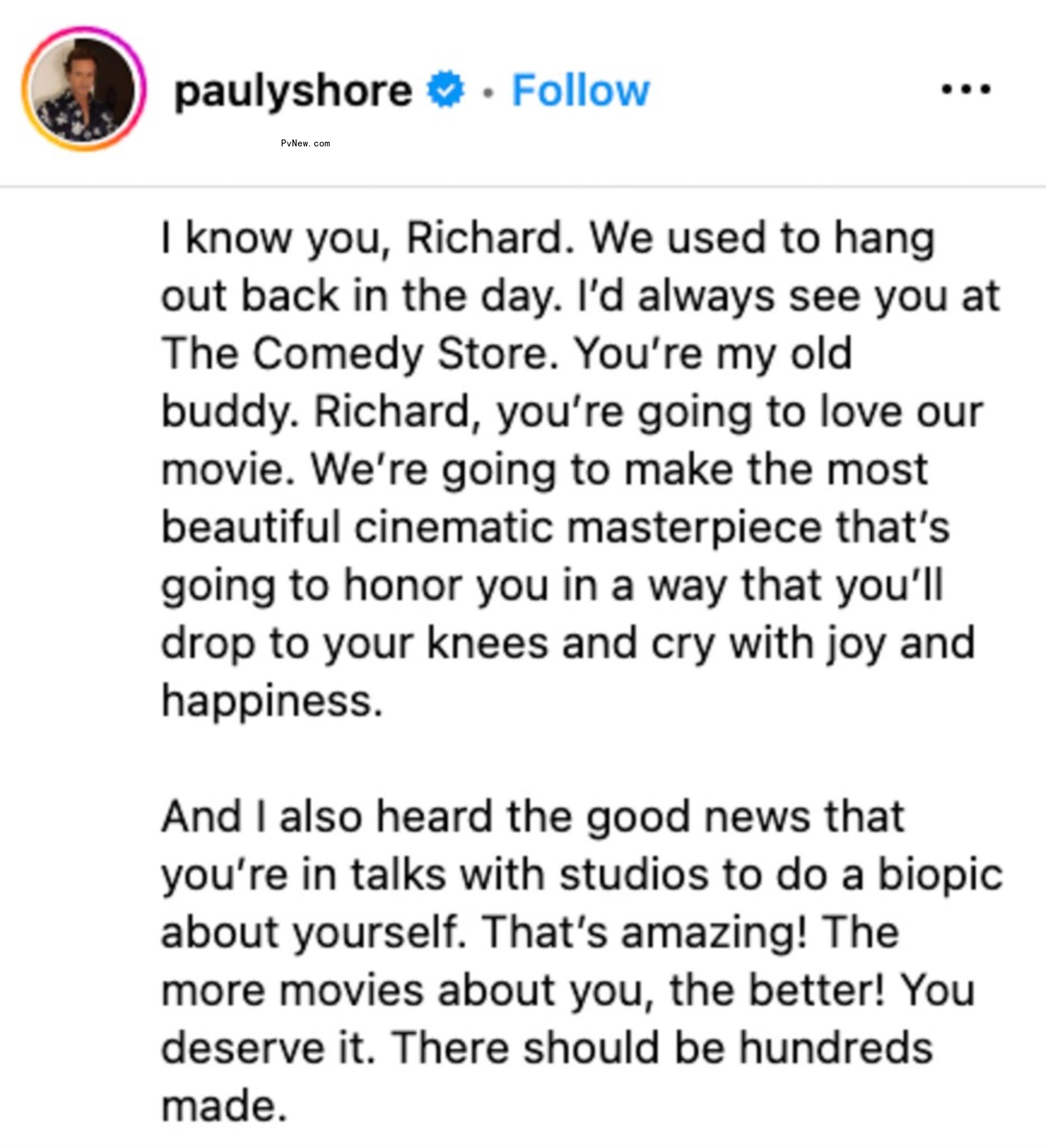 Pauly Shore's Instagram screenshot