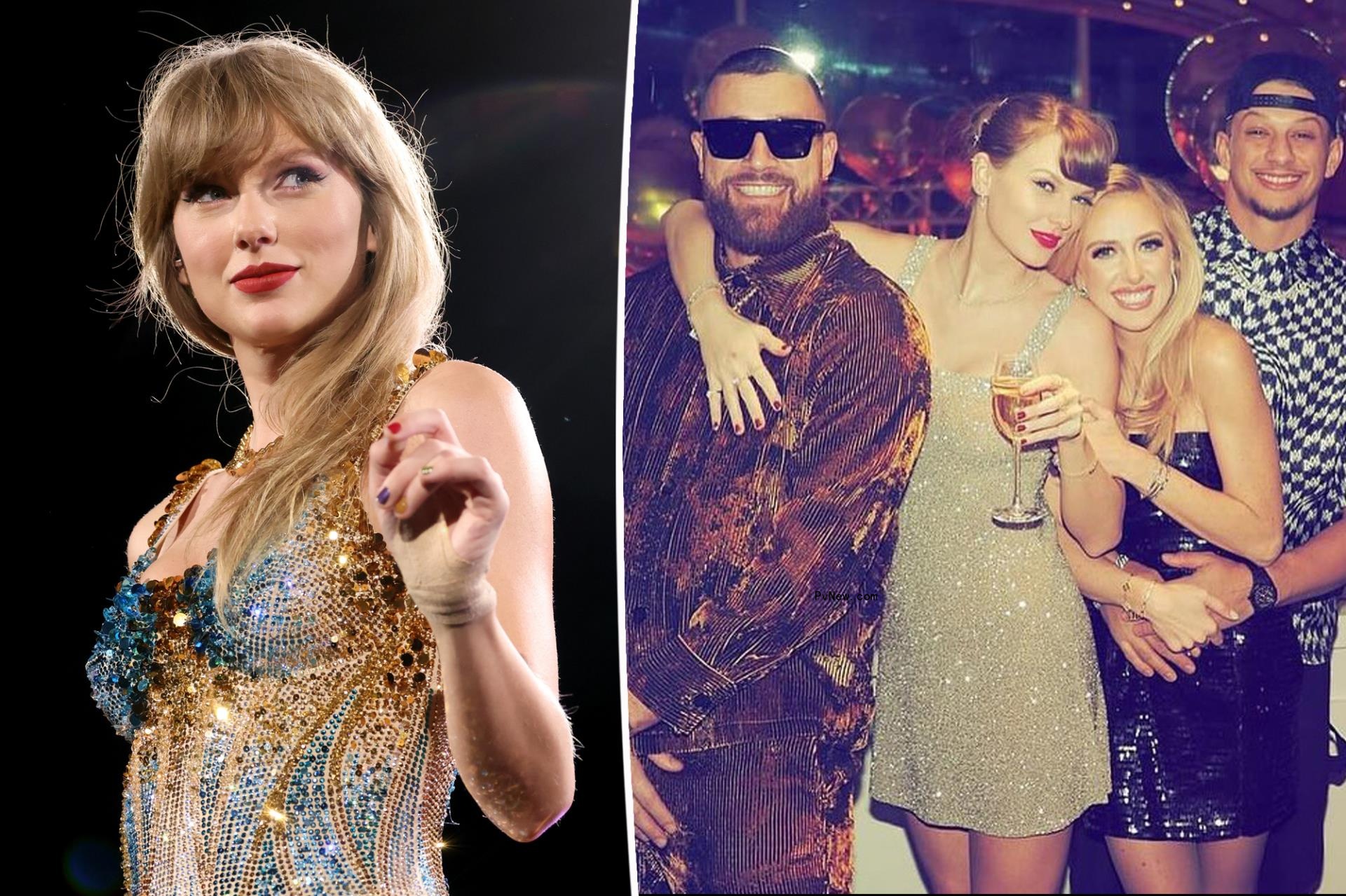 Taylor Swift parties with Travis Kelce, Mahomes couple in Vegas as she feels ‘sad’ a<i></i>bout going back on tour: reports