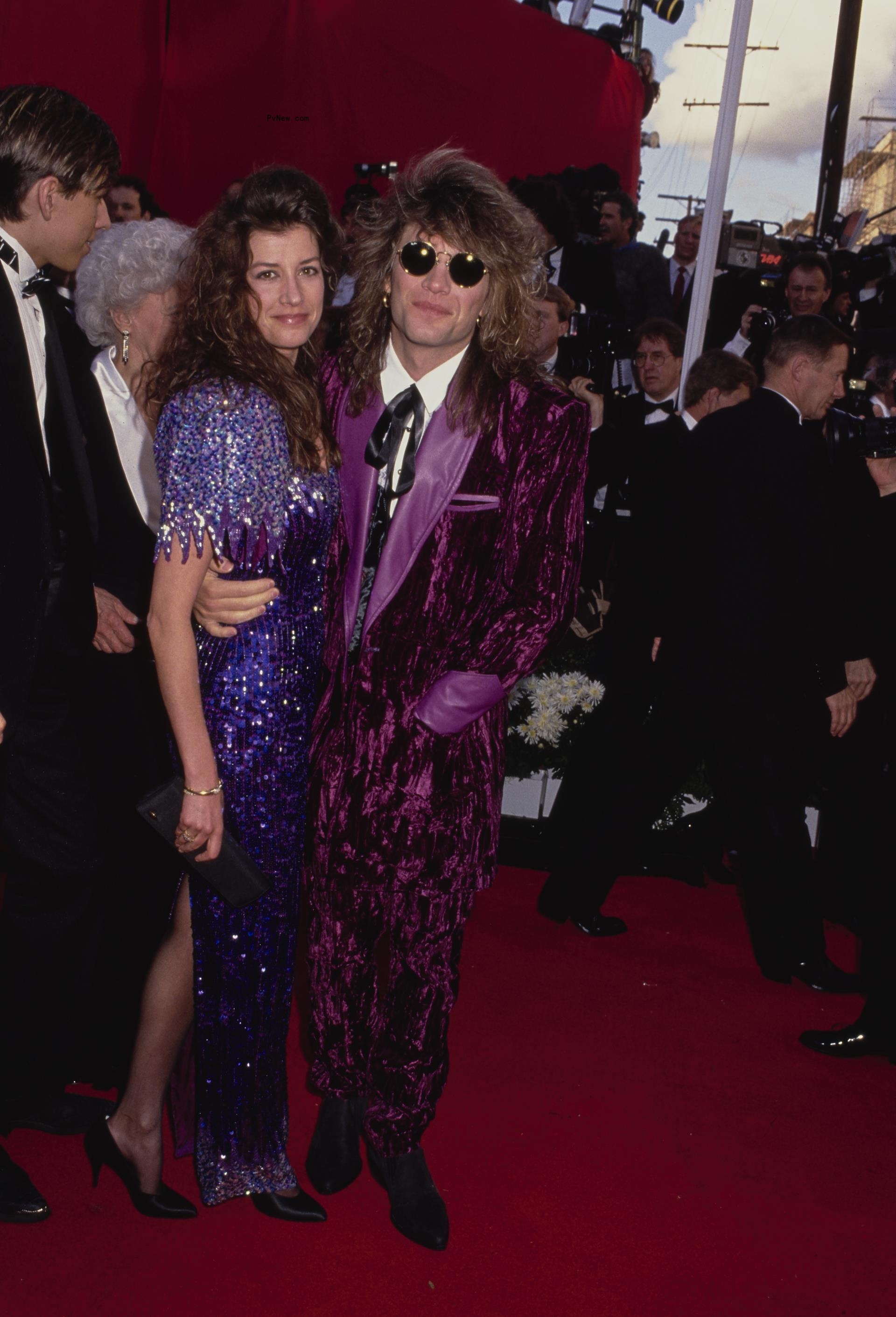 Dorothea Hurley and Jon Bon Jovi on stage in the 1980s