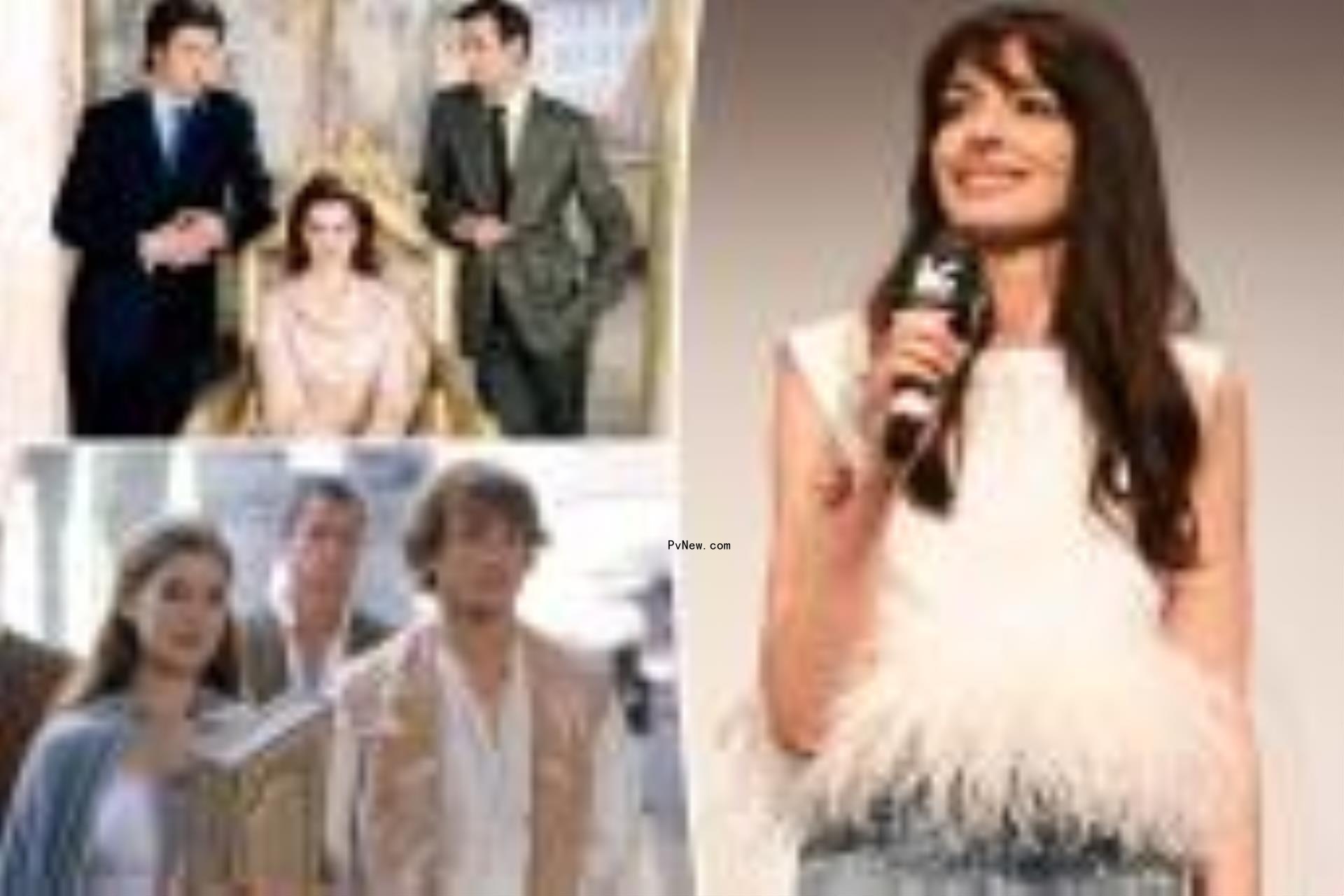 Anne Hathaway split image with grabs from 