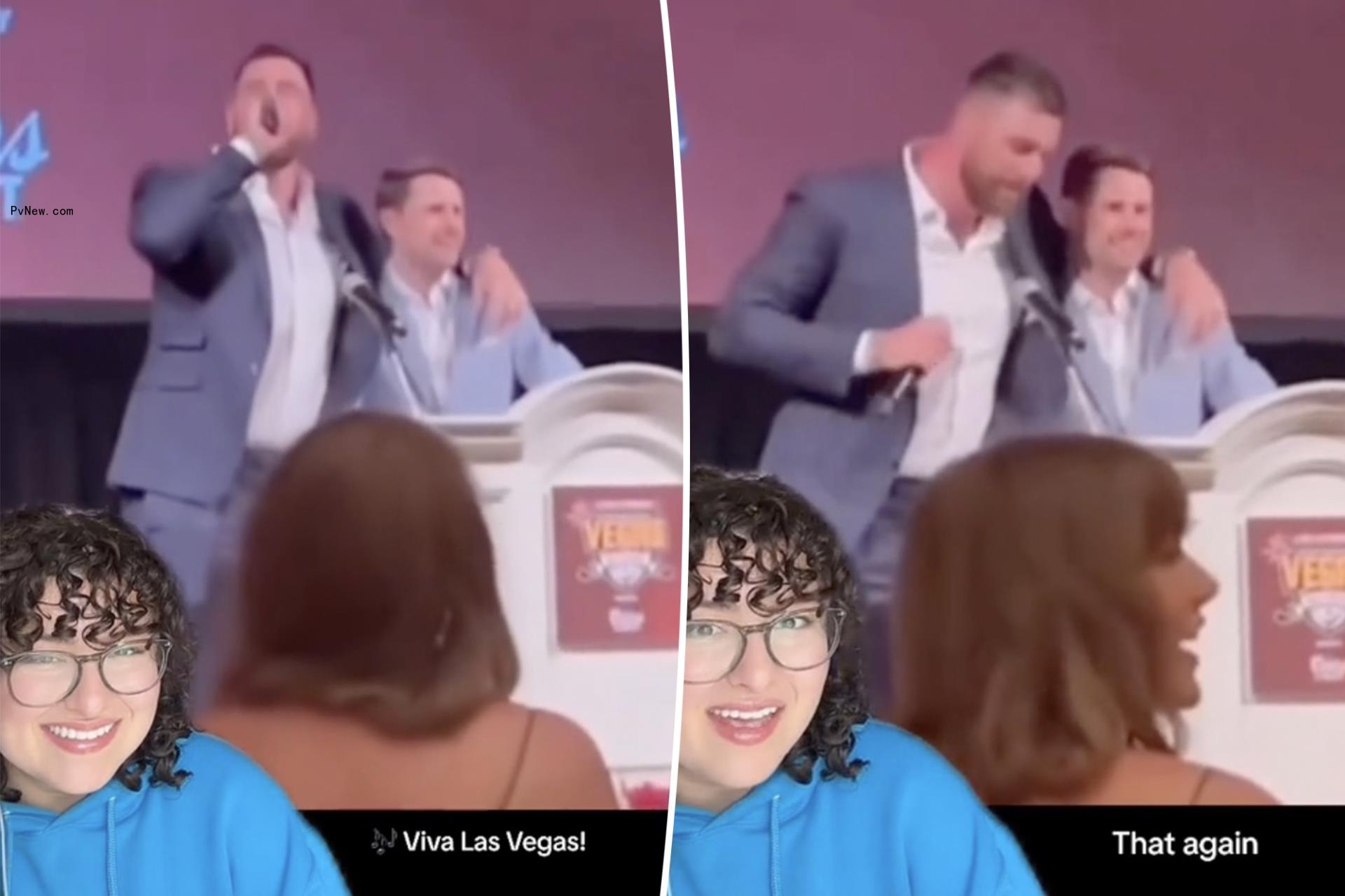 Taylor Swift cringes at Travis Kelce shouting 'Viva Las Vegas' at Patrick Mahomes Gala: lip reader