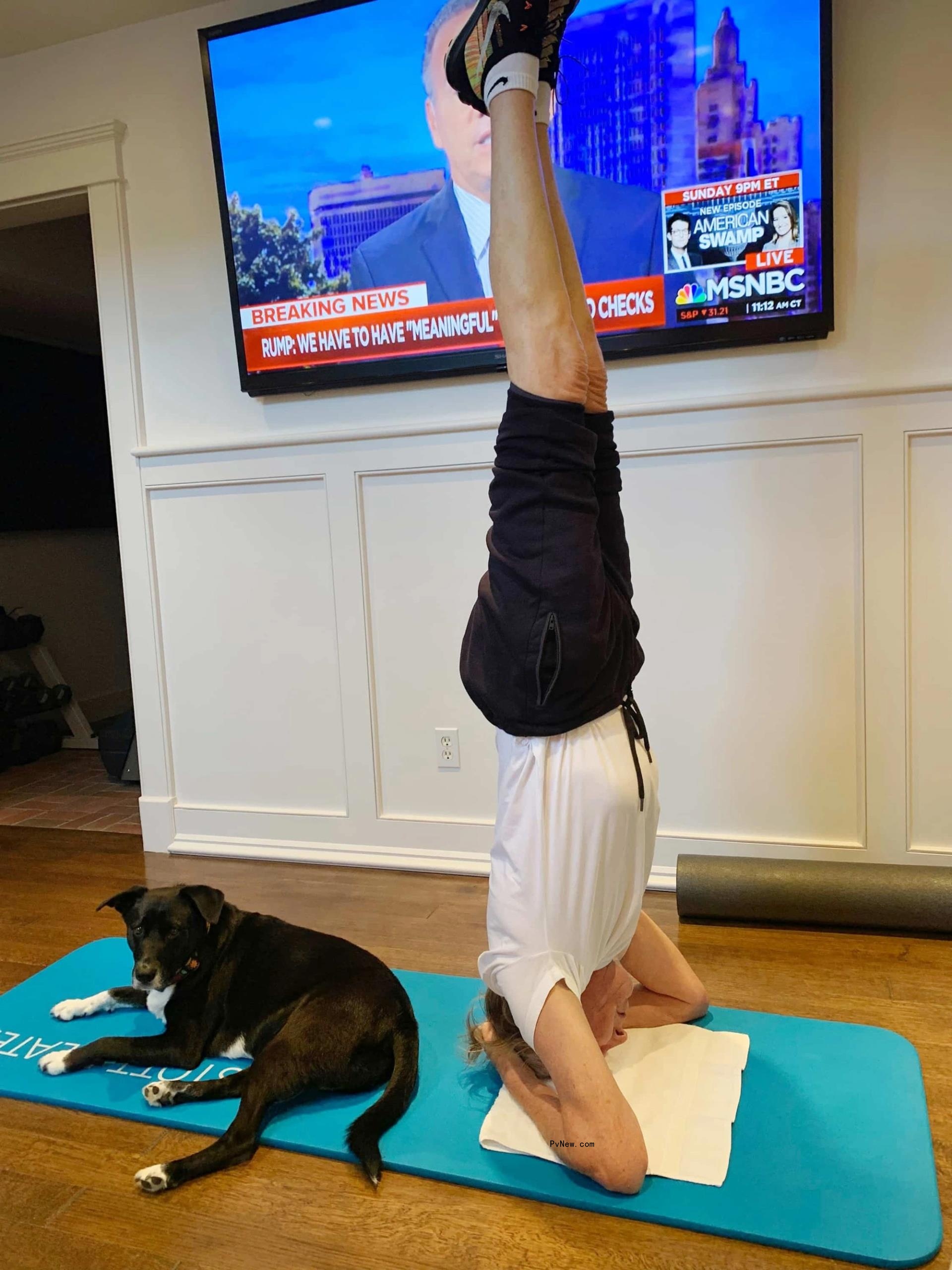 Paul McCartney doing a handstand.